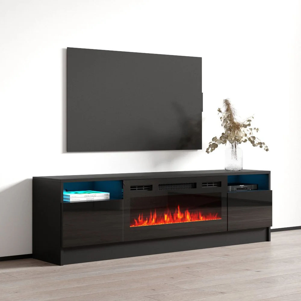 Duke 01 BL-EF Fireplace TV Stand for TVs up to 70