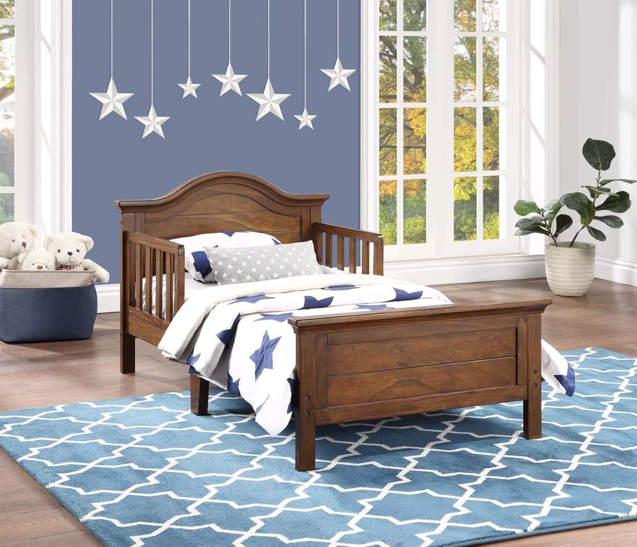 Ti Amo Catania Toddler Wood Bed with Safety Rails, Rustic Brown