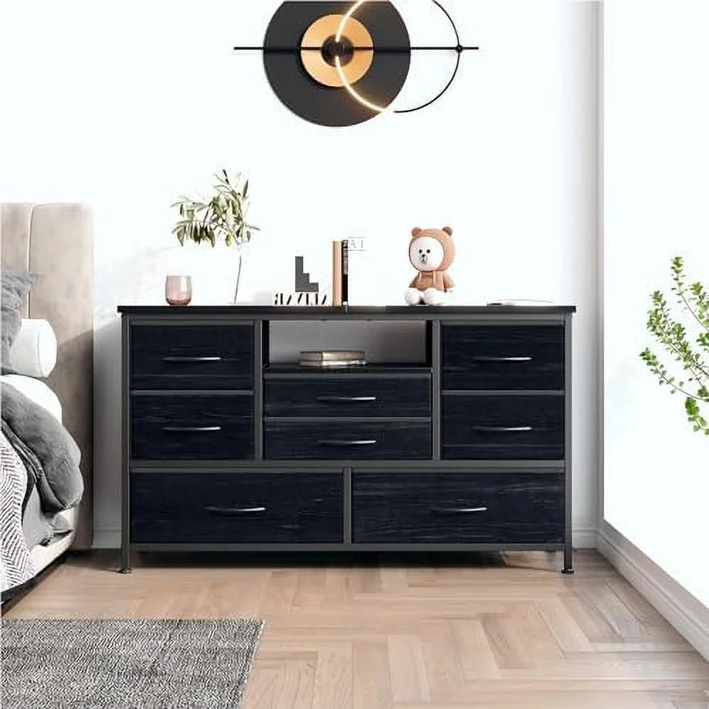 RUNFAYBIU 8 Dresser TV Stand with Power Outlet & LED for 55'' TV  Long Dresser for Bedroom with 8 Deep Drawers  Wide Console Table for  in Closet  Living Room  Entryway  Wood