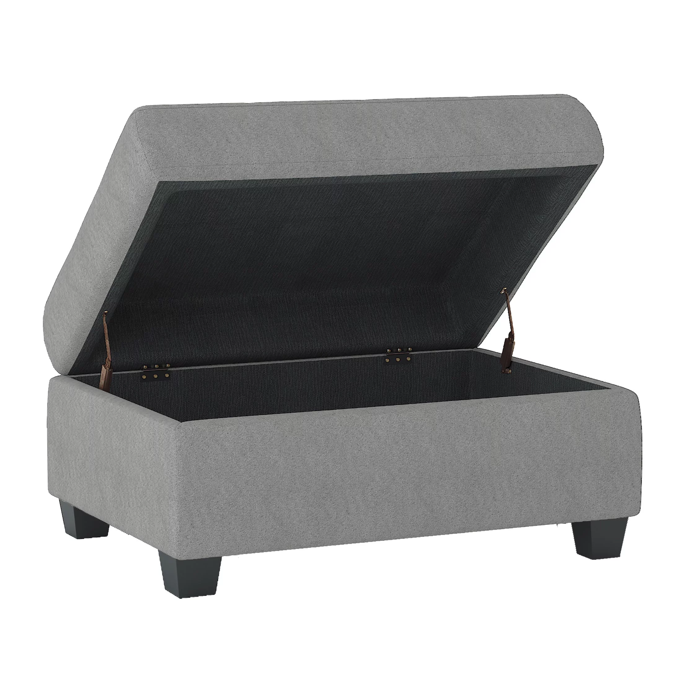 OakvillePark Granby Microfiber Fabric Upholstered Storage Ottoman, Light Gray