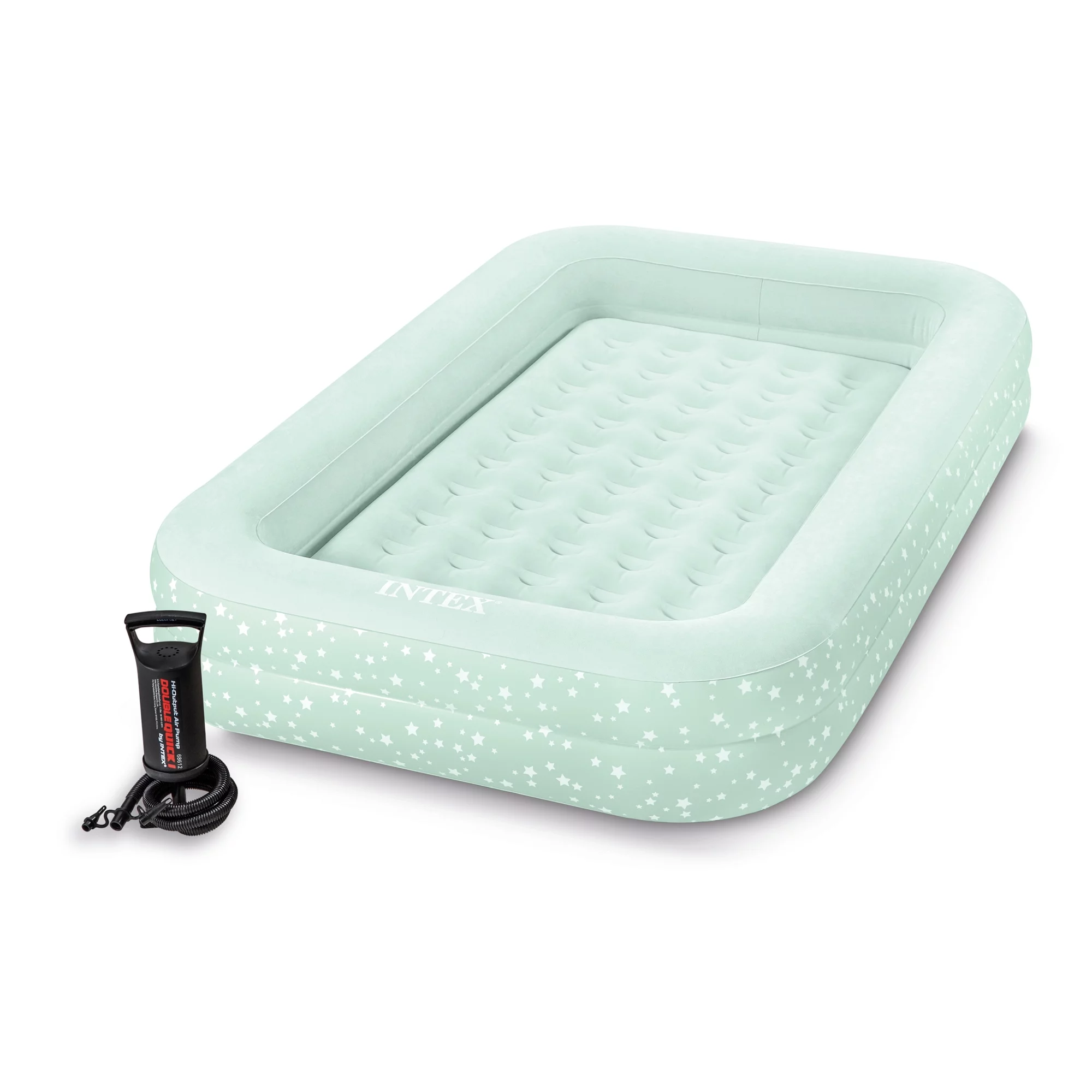 Intex Kids Inflatable Raised Frame Travel Air Bed w/ Hand Pump & Electric Pump
