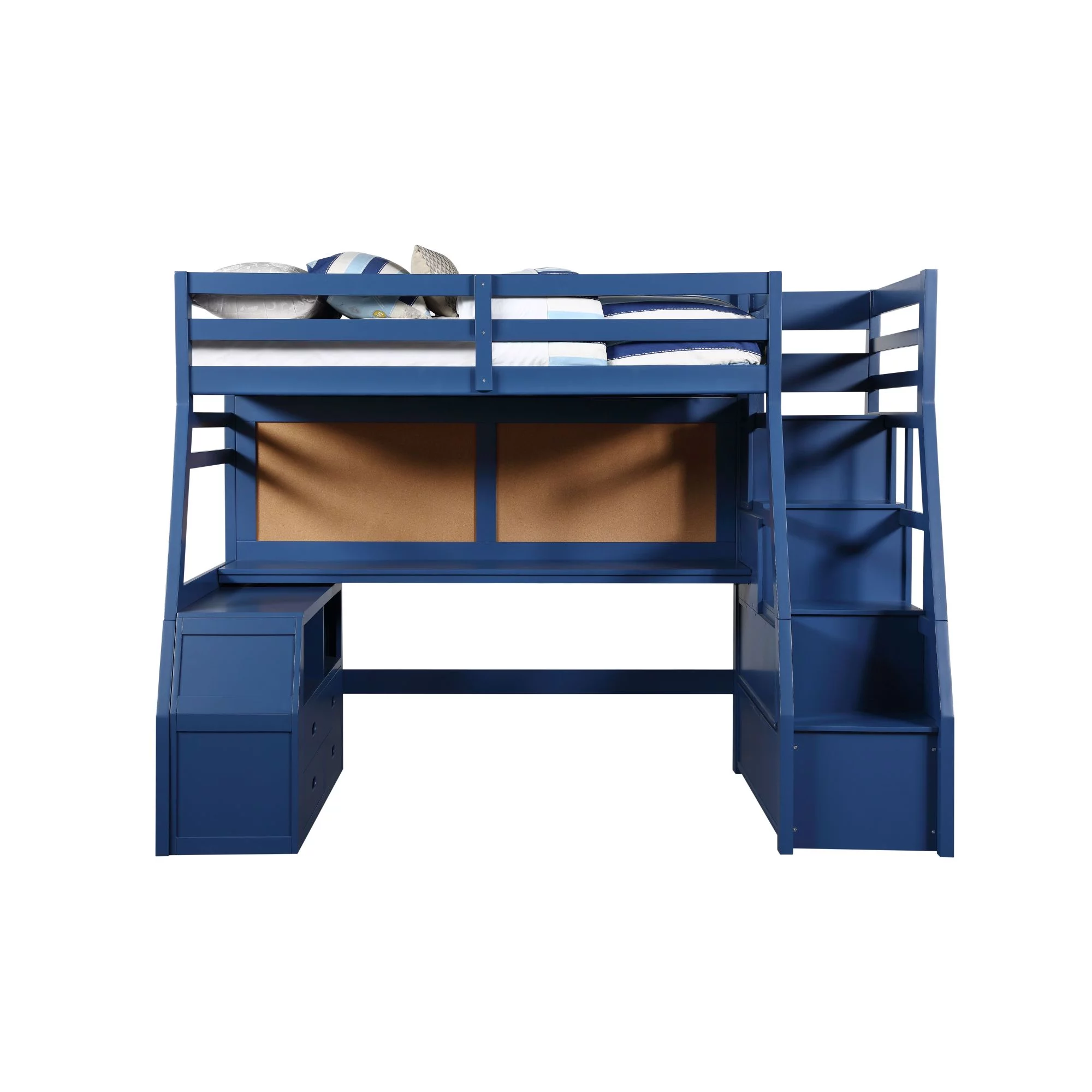 Miekor Furniture Jason II Storage Twin Loft Bed (1Set/4Ctn), Navy Blue