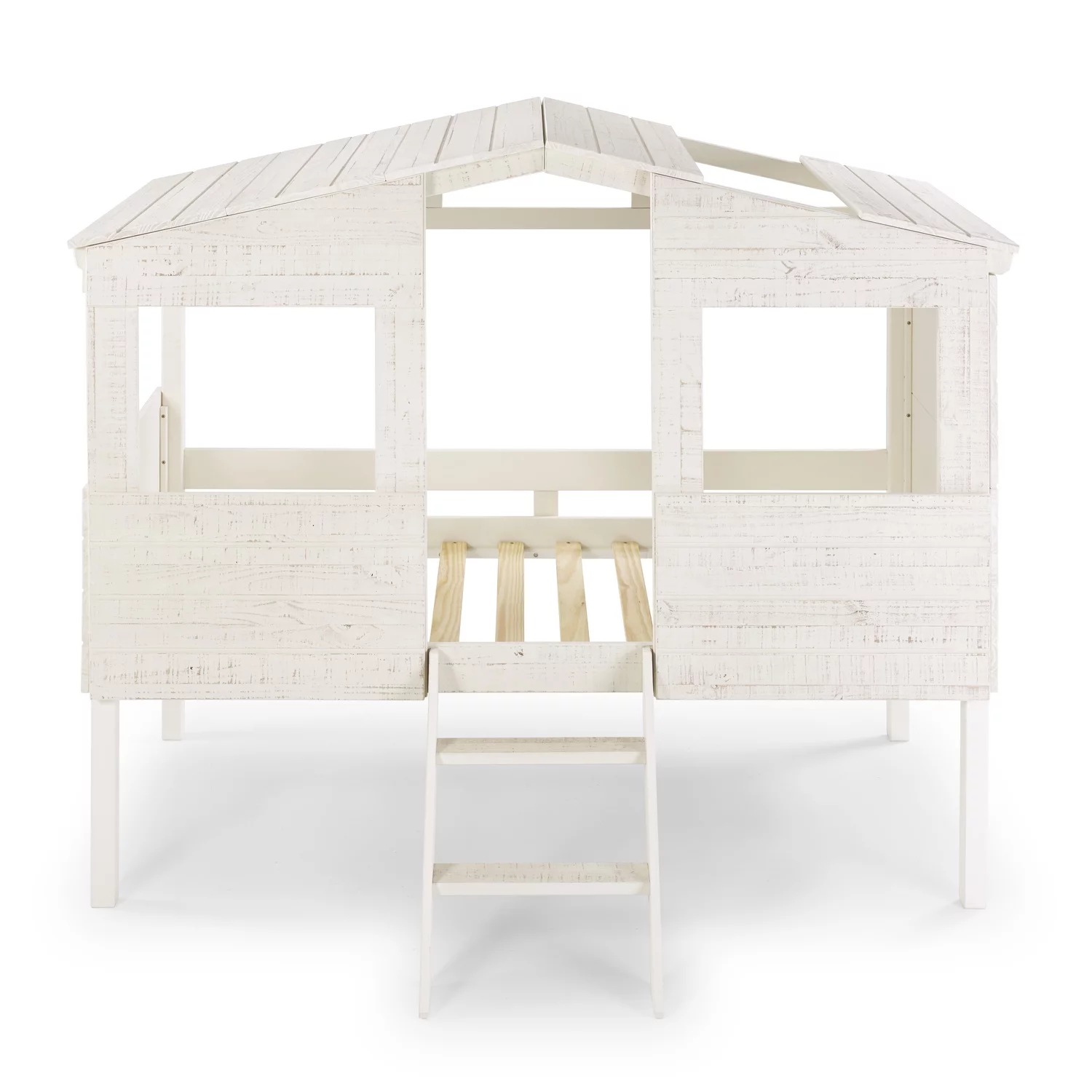 Susie Full Size House Bed for Kids - Cabana Style Solid Pine Wood Toddler Bed with Front Windows & Roof, Full Size Loft Bed for Kids with Guard Rails, Perfect for Girls/Boys by Naomi Home, Sand