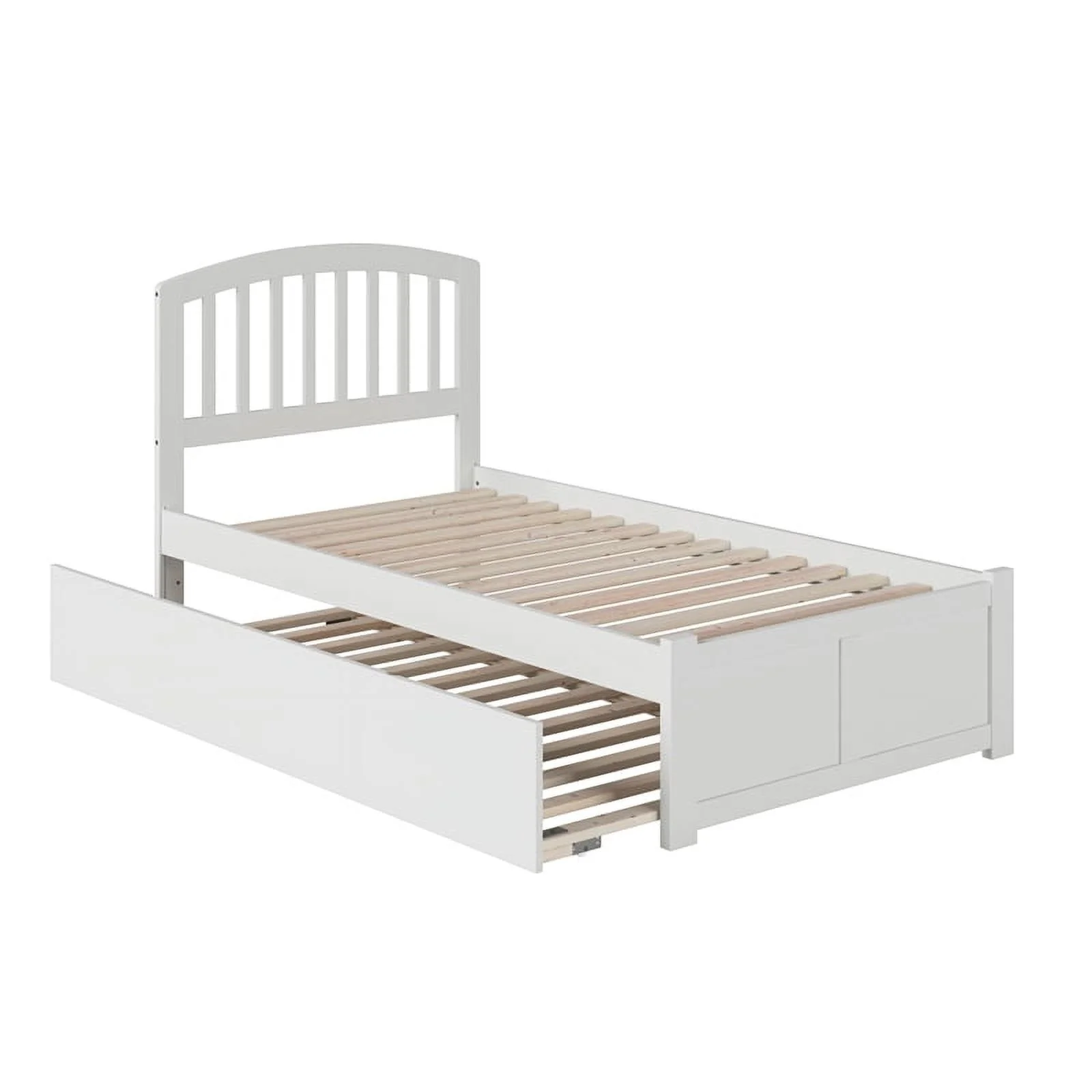 Roseberry Kids Solid Wood Twin Platform Bed w/ Twin Trundle in White