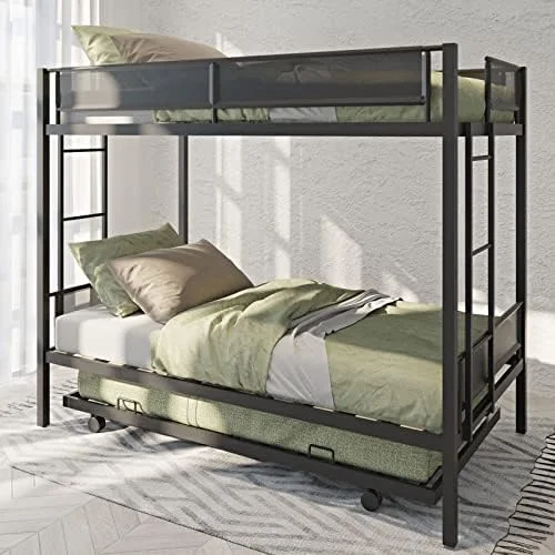 KHBIULIFE Twin Loft Bed with Long Desk and  Shelves  Metal Loft Bed Frame with Ladder & Full-Length Guardrail for Teens and Adults  Space-Saving  No Box Spring Needed(Black)