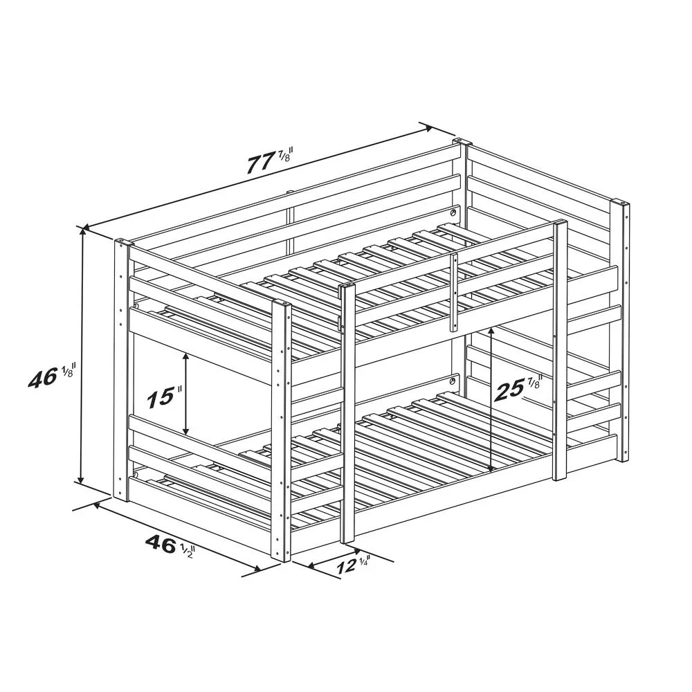 Low Wood Twin Over Twin Bunk Bed - Walnut