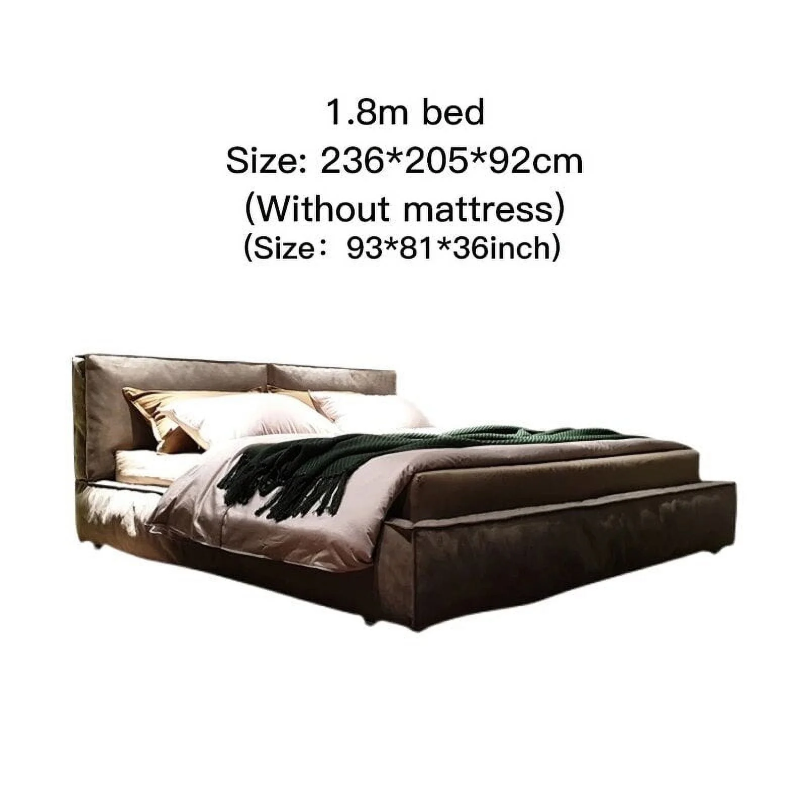King/Queen Size Bed Frame Technical Cloth Thick Backrest Upholstered Grey Color Home Bedroom Furniture Modern Double Bed