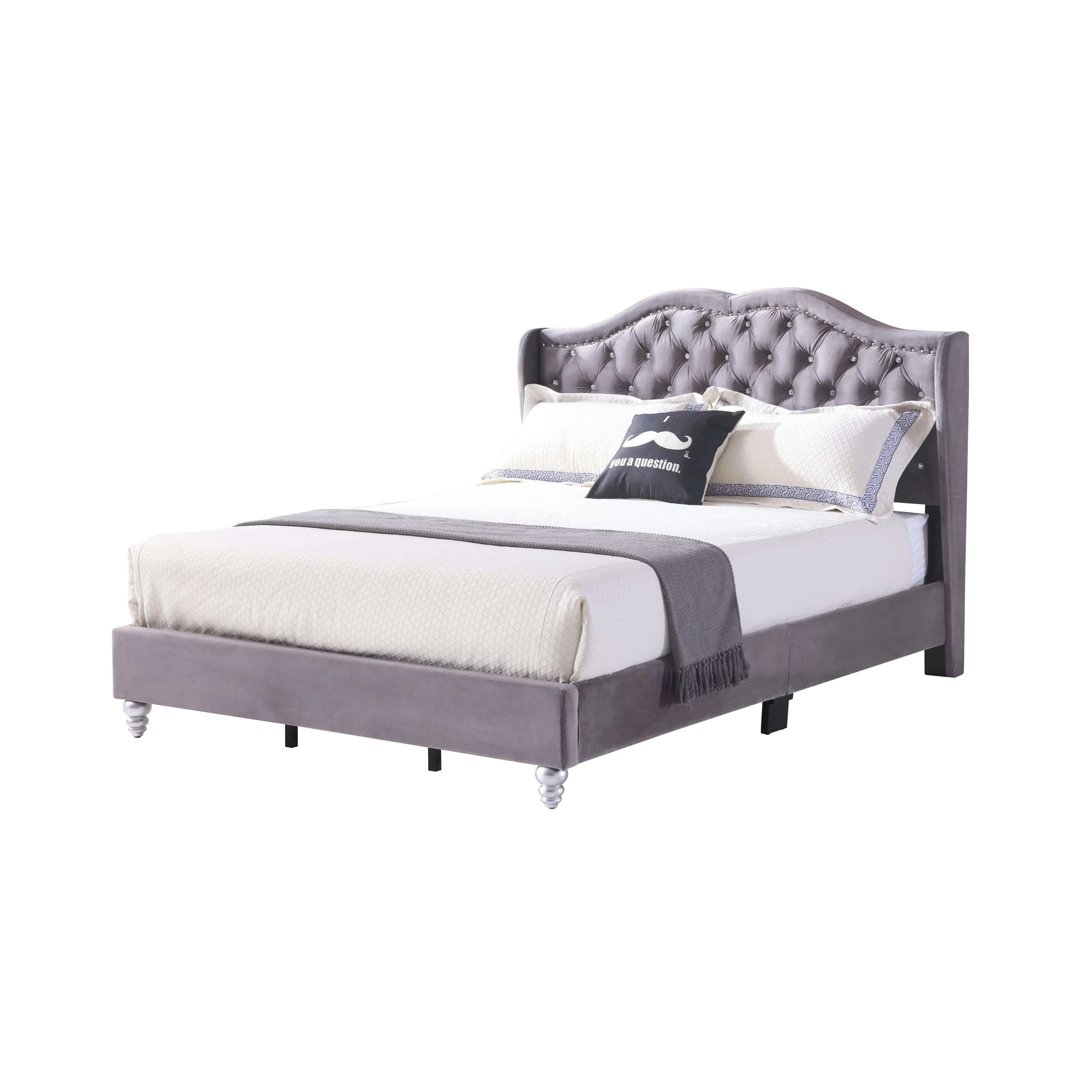 LYKE Home Queen Upholstered Bed , Gray