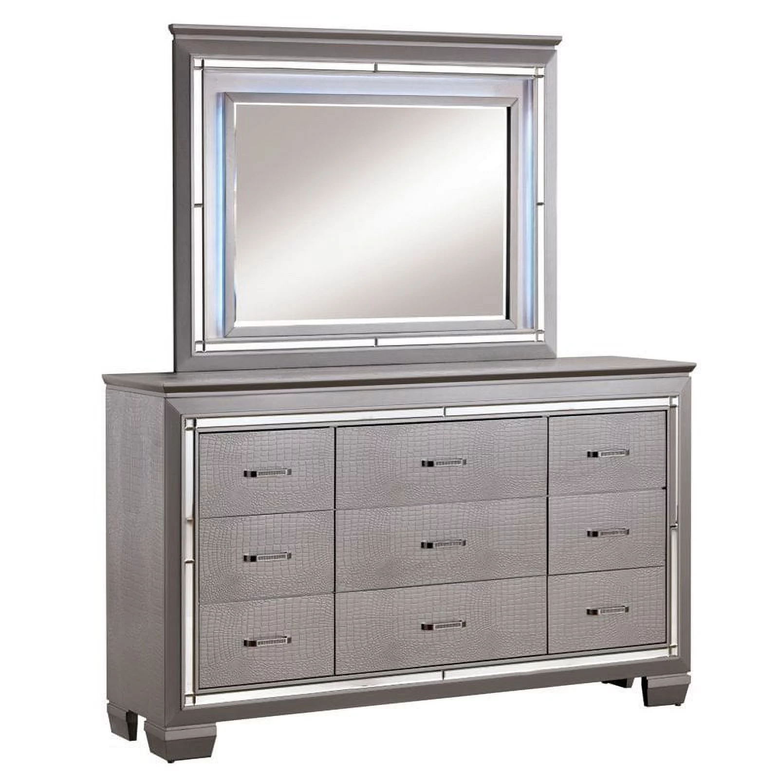 Bowery Hill 9 Drawer LED Dresser and Mirror Set