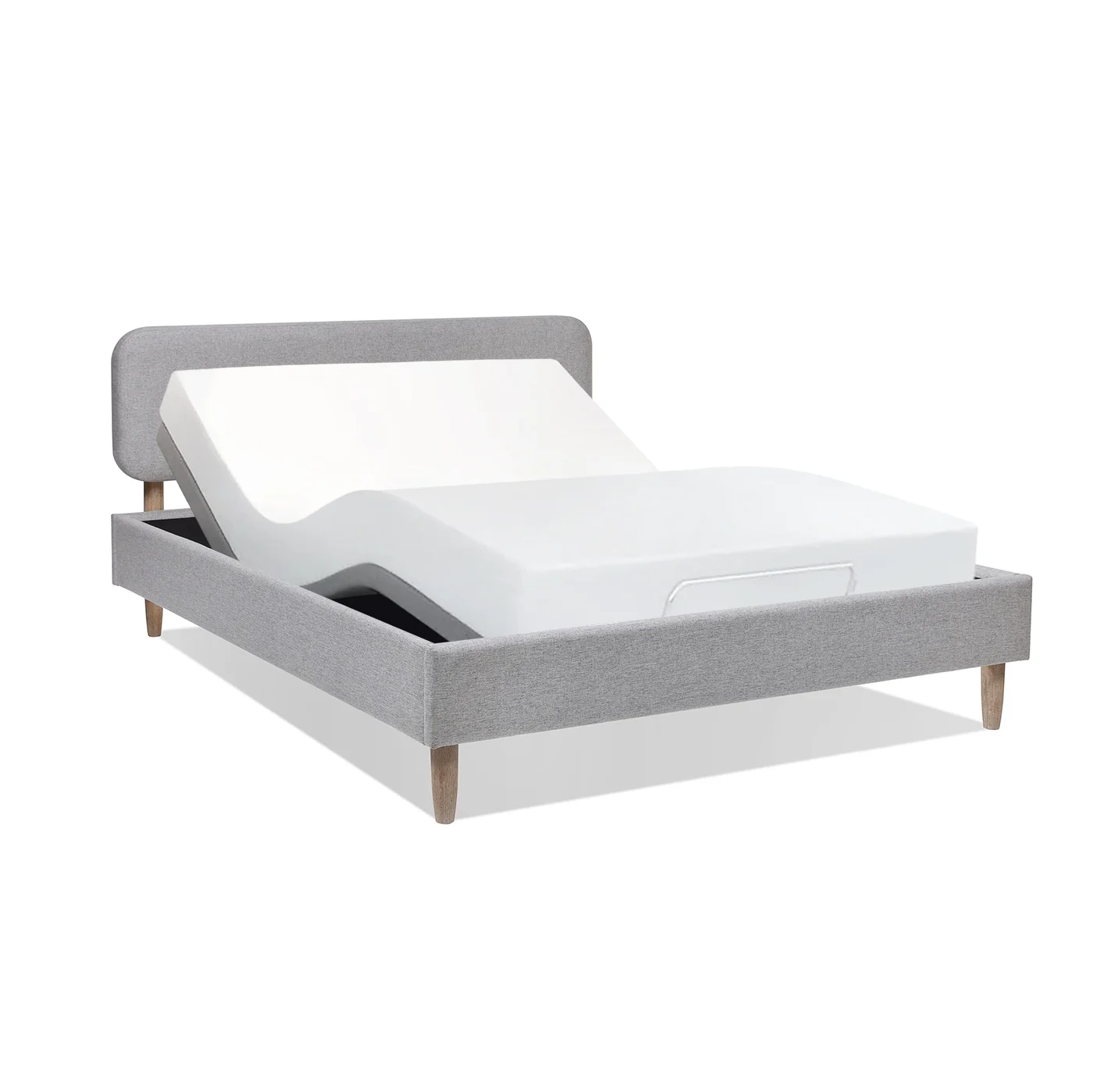Jennifer Taylor Home Diego Low Upholstered Platform Bed, Queen, Light Grey Polyester