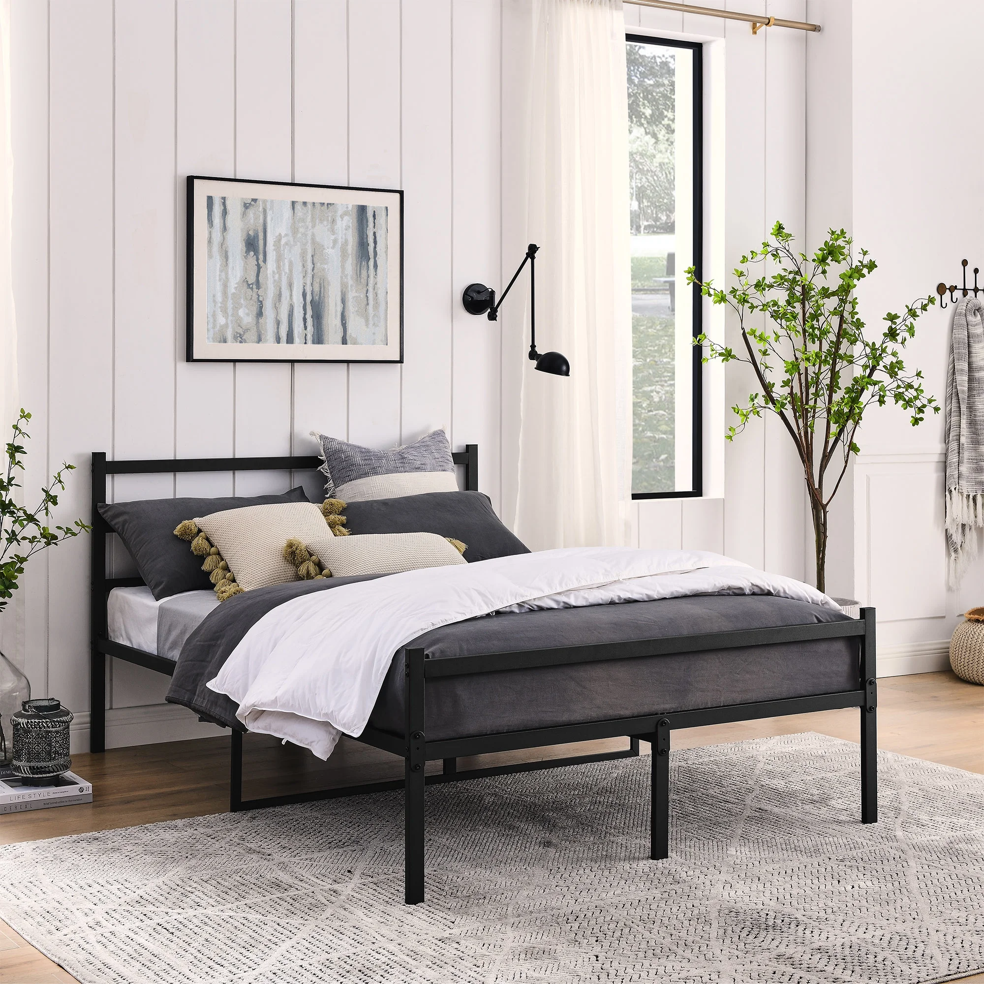 Iron Metal Bed Frame Concise Style, Iron Platform Bed Frame Metal, Full Size