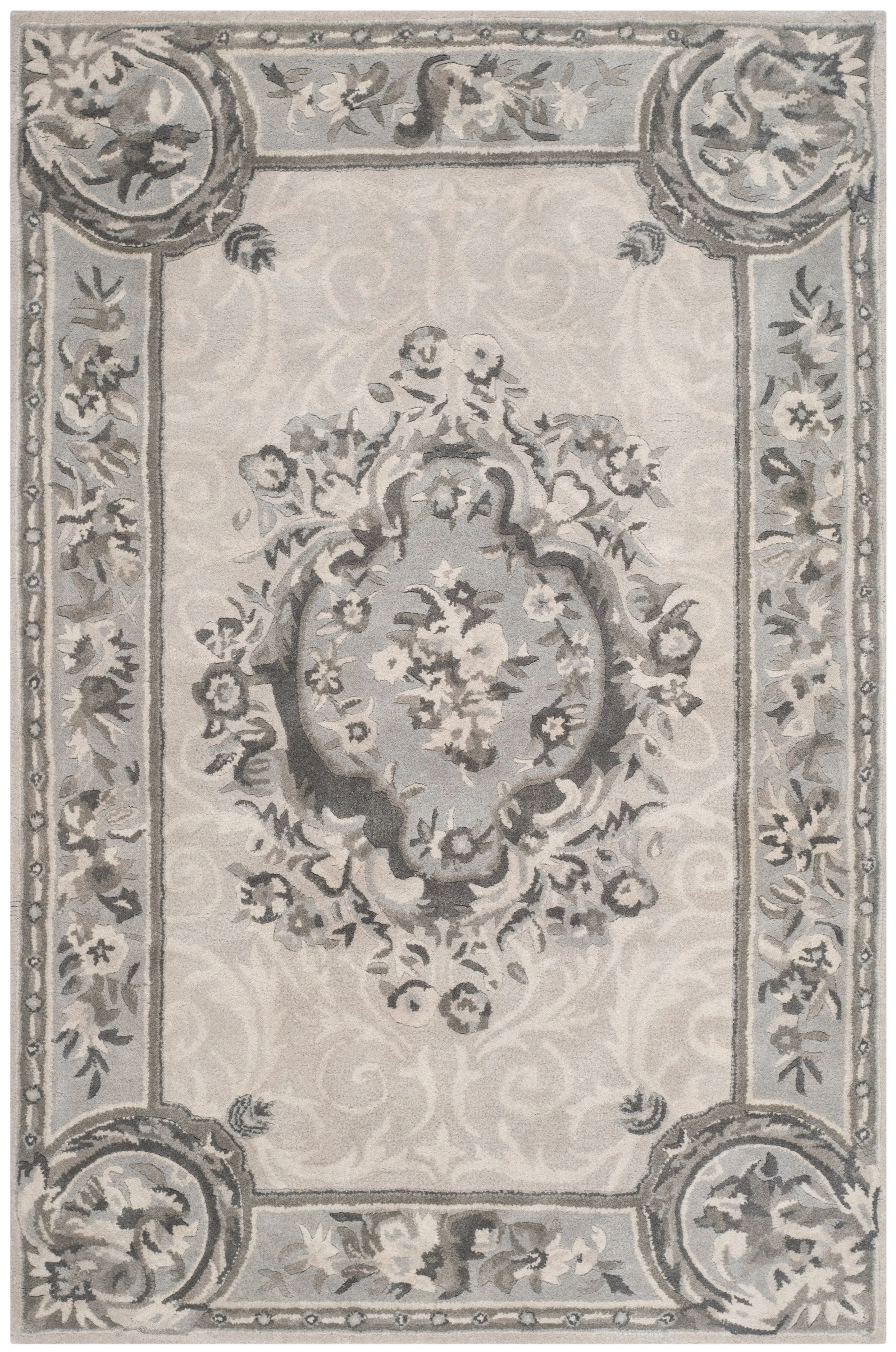 SAFAVIEH Empire Bethanie Traditional Wool Area Rug, Beige/Light Grey, 4' x 6'