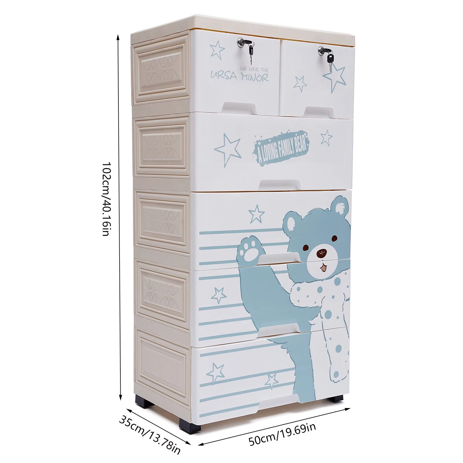 Rolling Polar Bear Closet Drawer Tall Dresser Organizer Clothes Storage Cabinet Polar Bear Closet Drawers Tall Dresser Organizer for Playroom Bedroom Furniture Dresser Storage Organizer