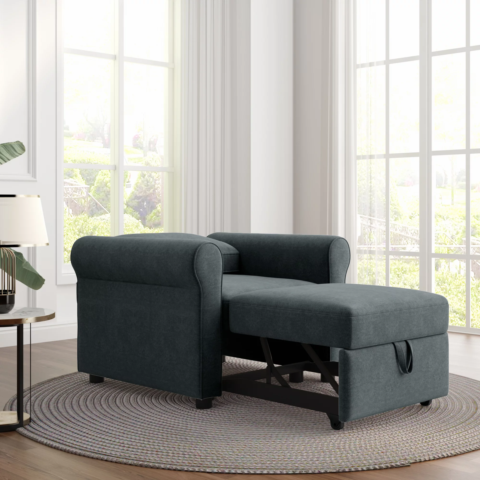 CoSoTower 3-in-1 Sofa Bed Chair, Convertible Sleeper Chair Bed,Adjust Backrest Into A Sofa,Lounger Chair,Single Bed,Modern Chair Bed Sleeper for Adults,Deep Blue