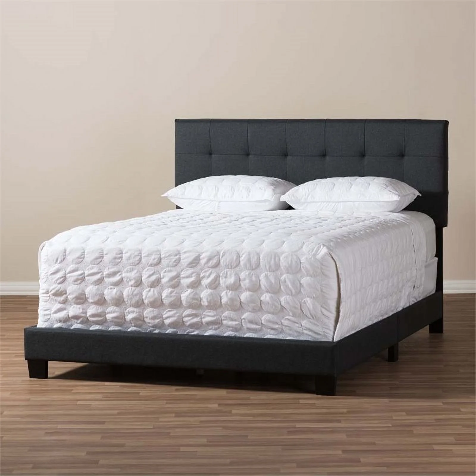 Bowery Hill Modern Upholstered Fabric Twin Panel Bed in Charcoal Gray