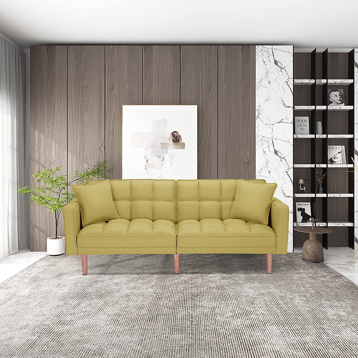 Futon Sofa Bed Convertible Sleeper - Mid-Century Sofa Bed Modern Couch Futon Sofabed Sleeper for Living Room