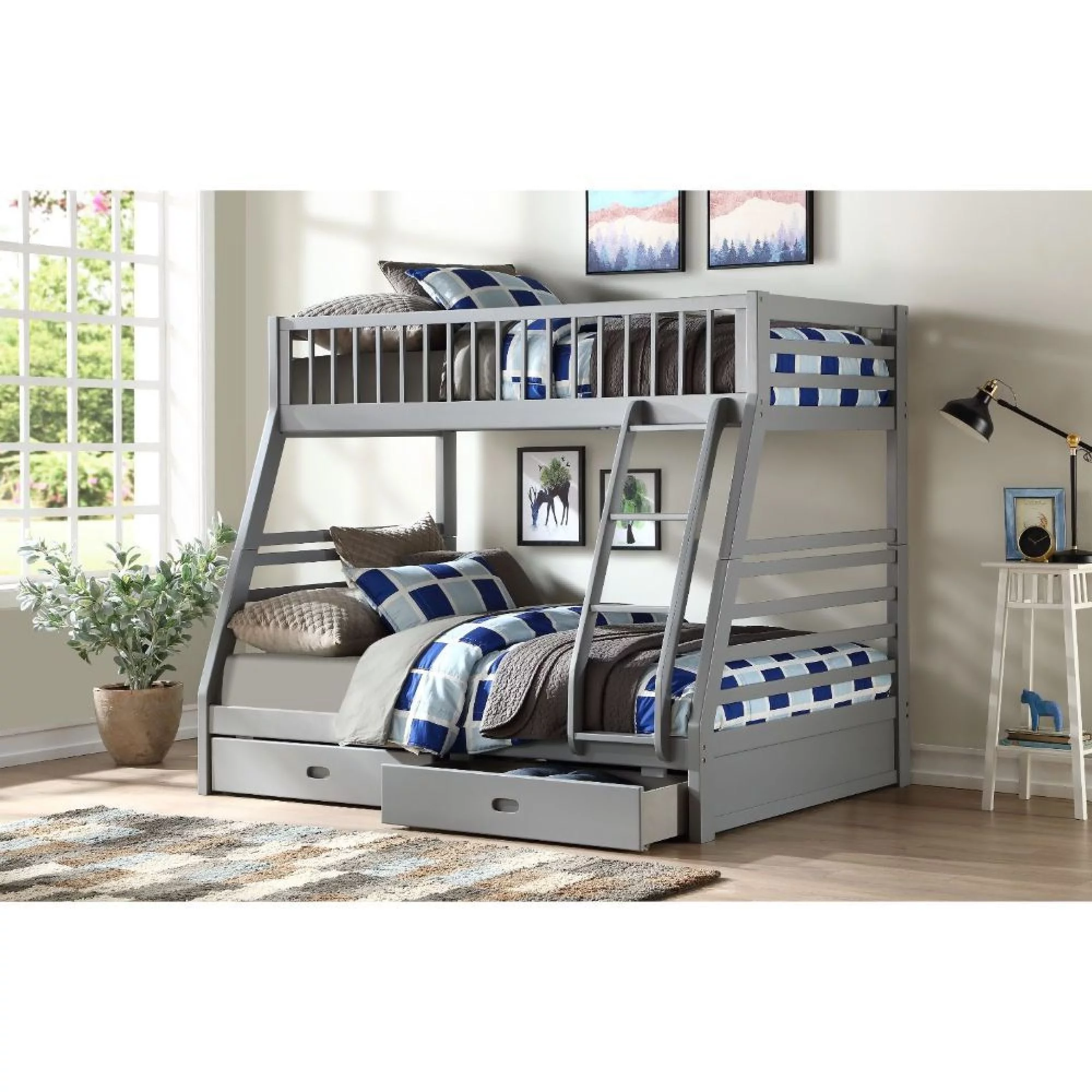 Jason Bunk Bed (Twin/Full & Storage), Gray