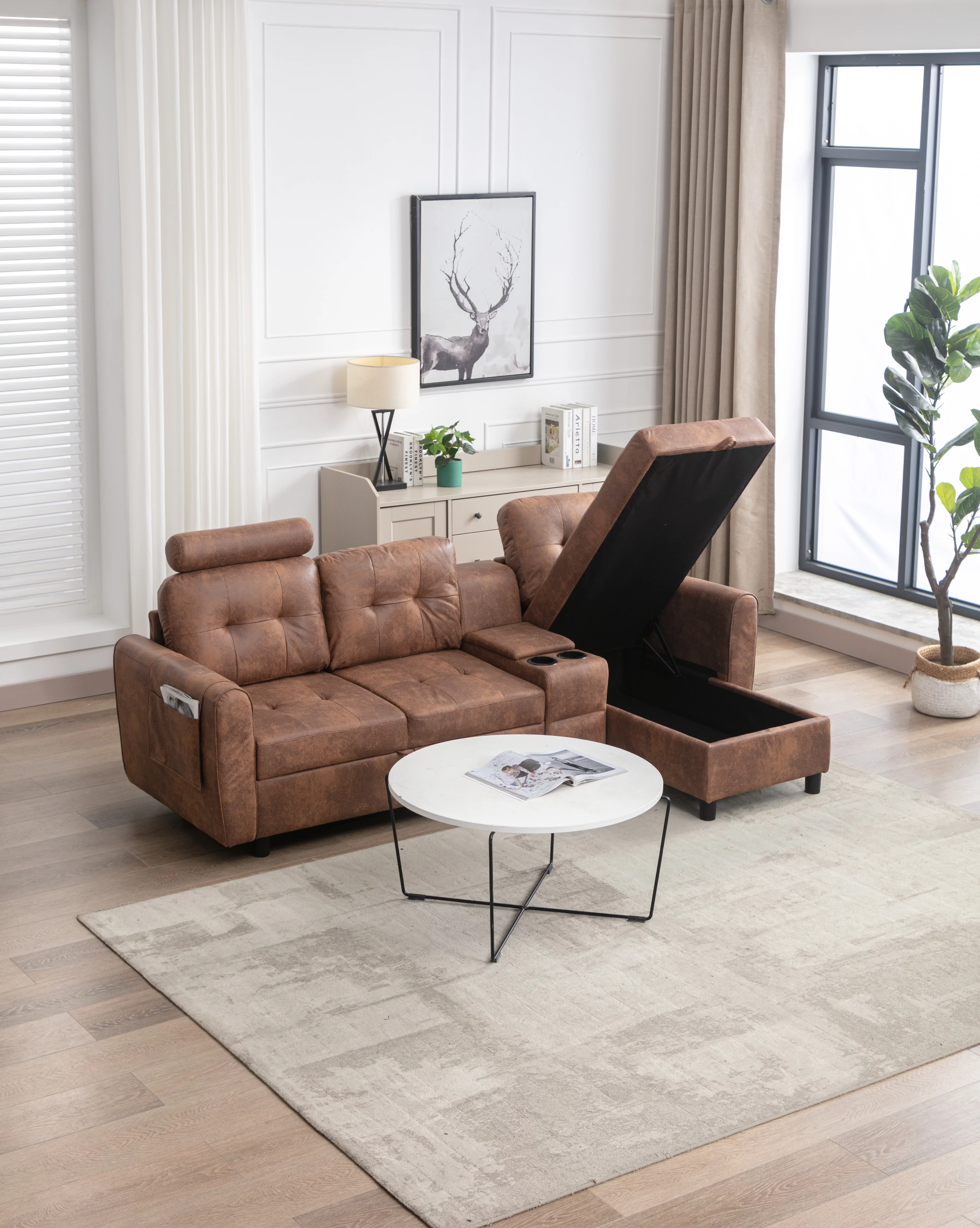 Ucloveria L Shaped Couch,Modular Sectional Sofa Modern Convertible Storage Couches with Side Pocket for Living Room,Apartment