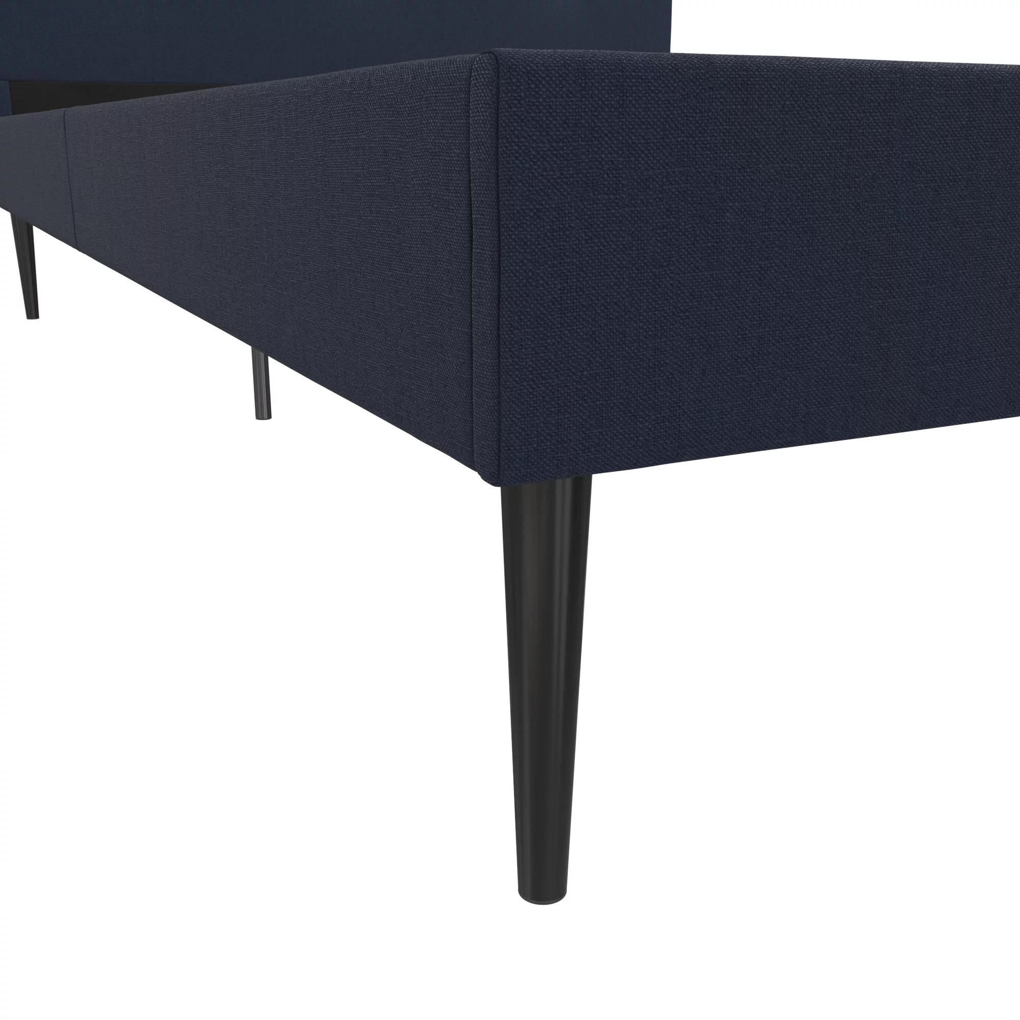 Novogratz Freddy Upholstered Bed, Queen Size Frame, Blue Linen