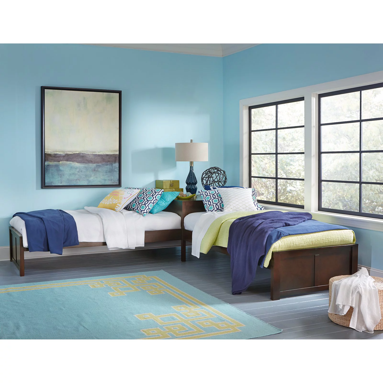 Hillsdale Furniture Pulse L-Shaped Two Twin Beds, Chocolate Finish