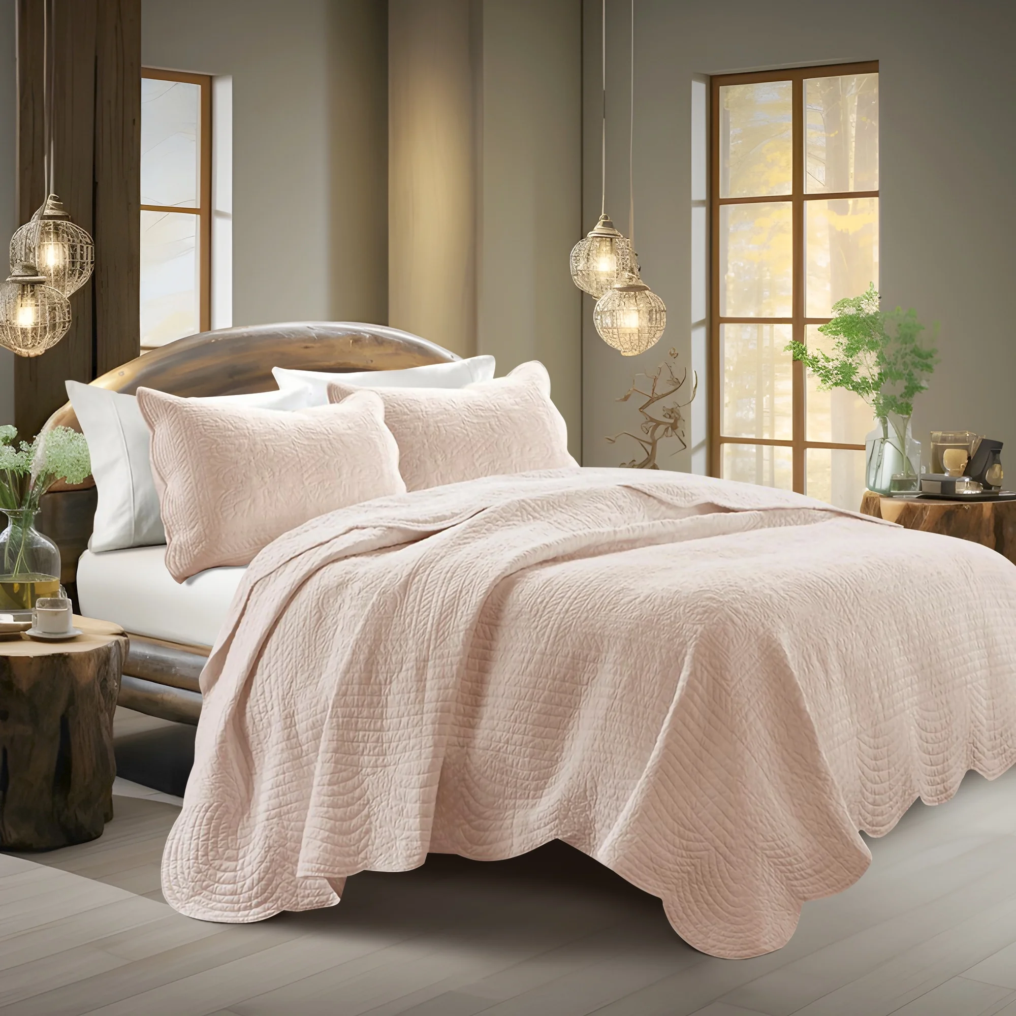 Gracie Mills Salvatore 6-Piece Reversible Cottage-Inspired Scalloped Edges Daybed Set - GRACE-9624