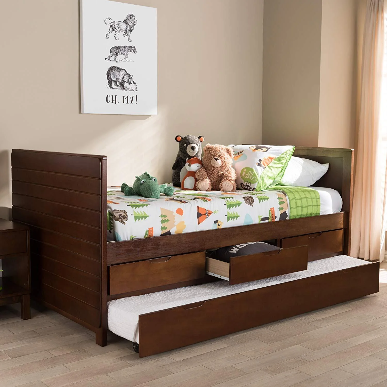 HomeStock Gothic Glamour Walnut Brown-Finished Daybed With Trundle