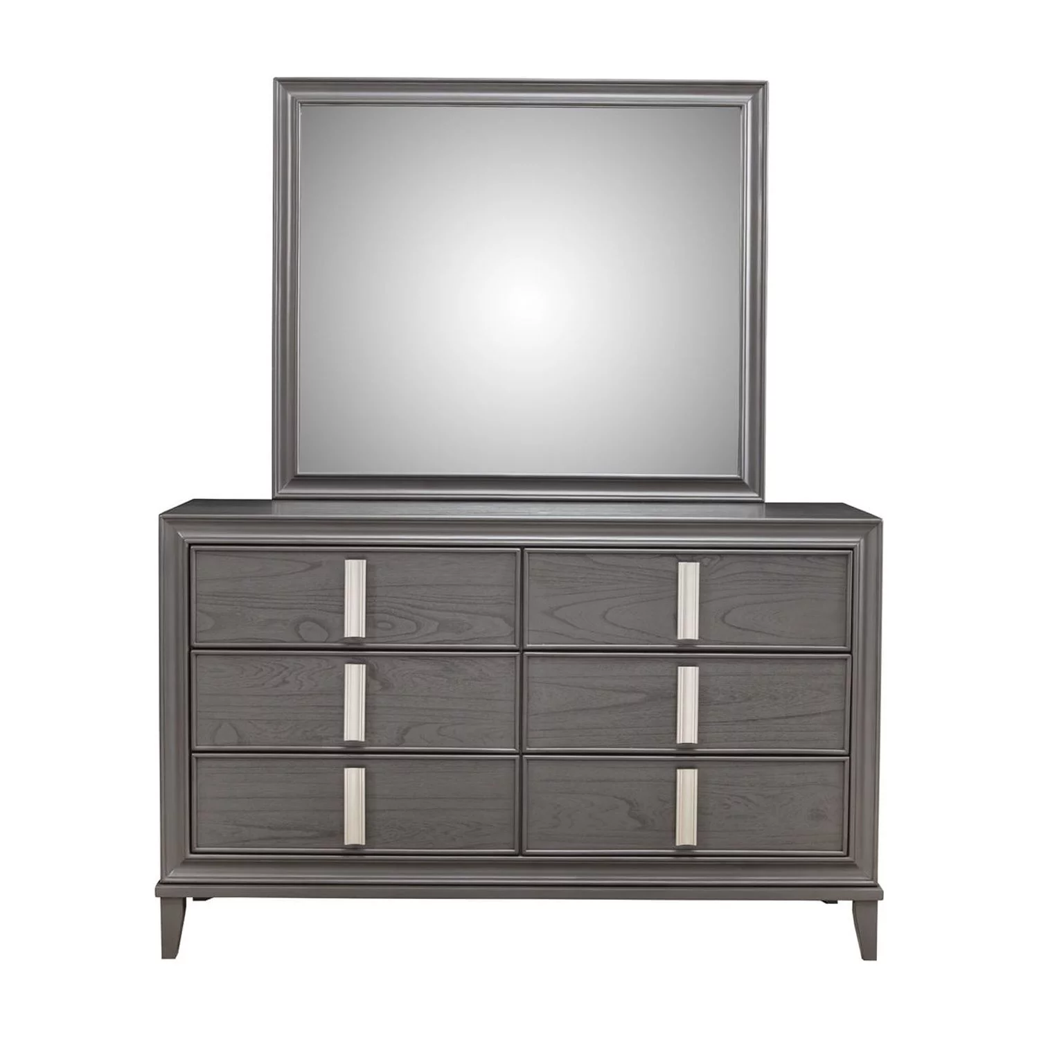 Alpine Furniture Lorraine Wood 6 Drawer Dresser in Dark Gray
