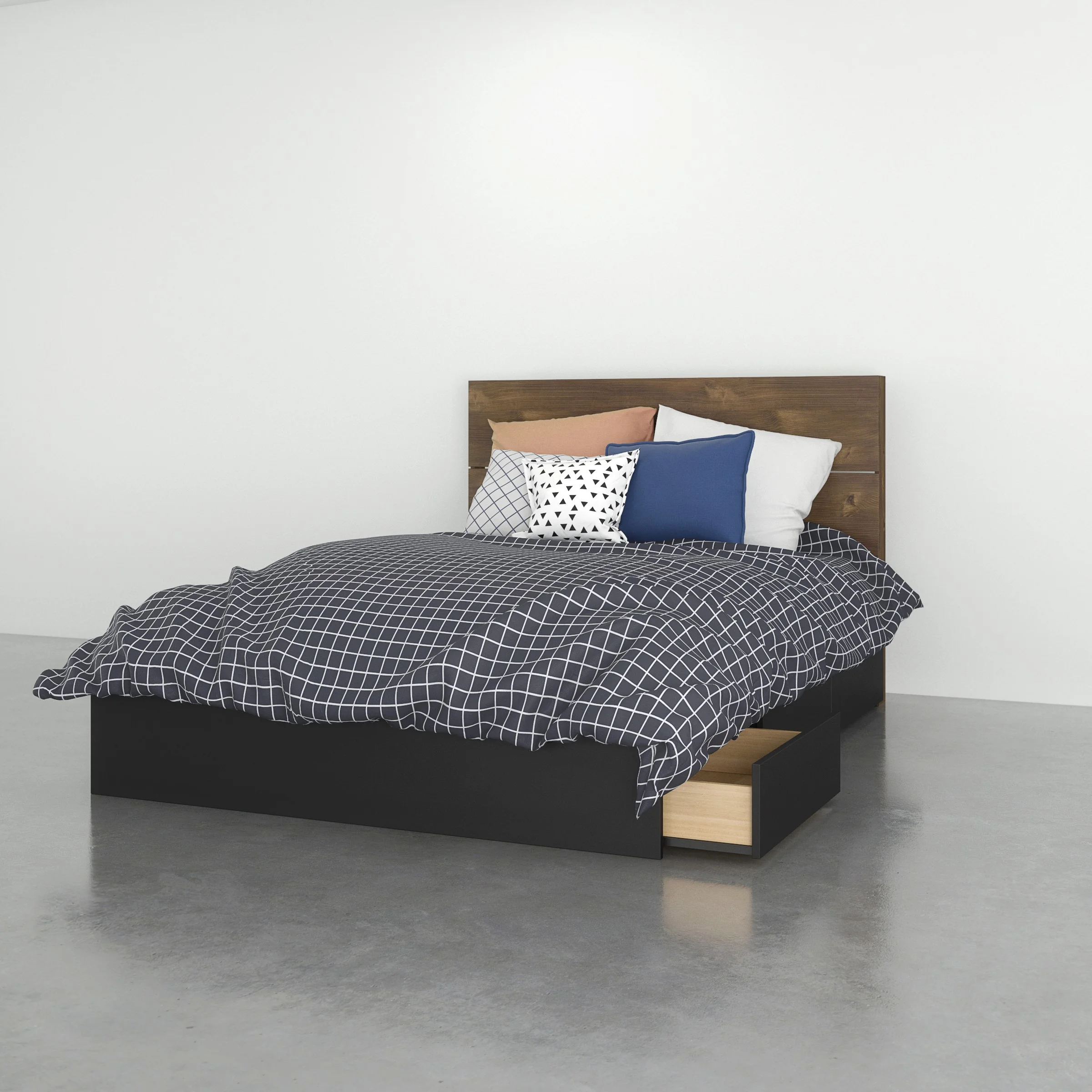 Nexera 2 Piece Full Size Bedroom Set, Truffle & Black