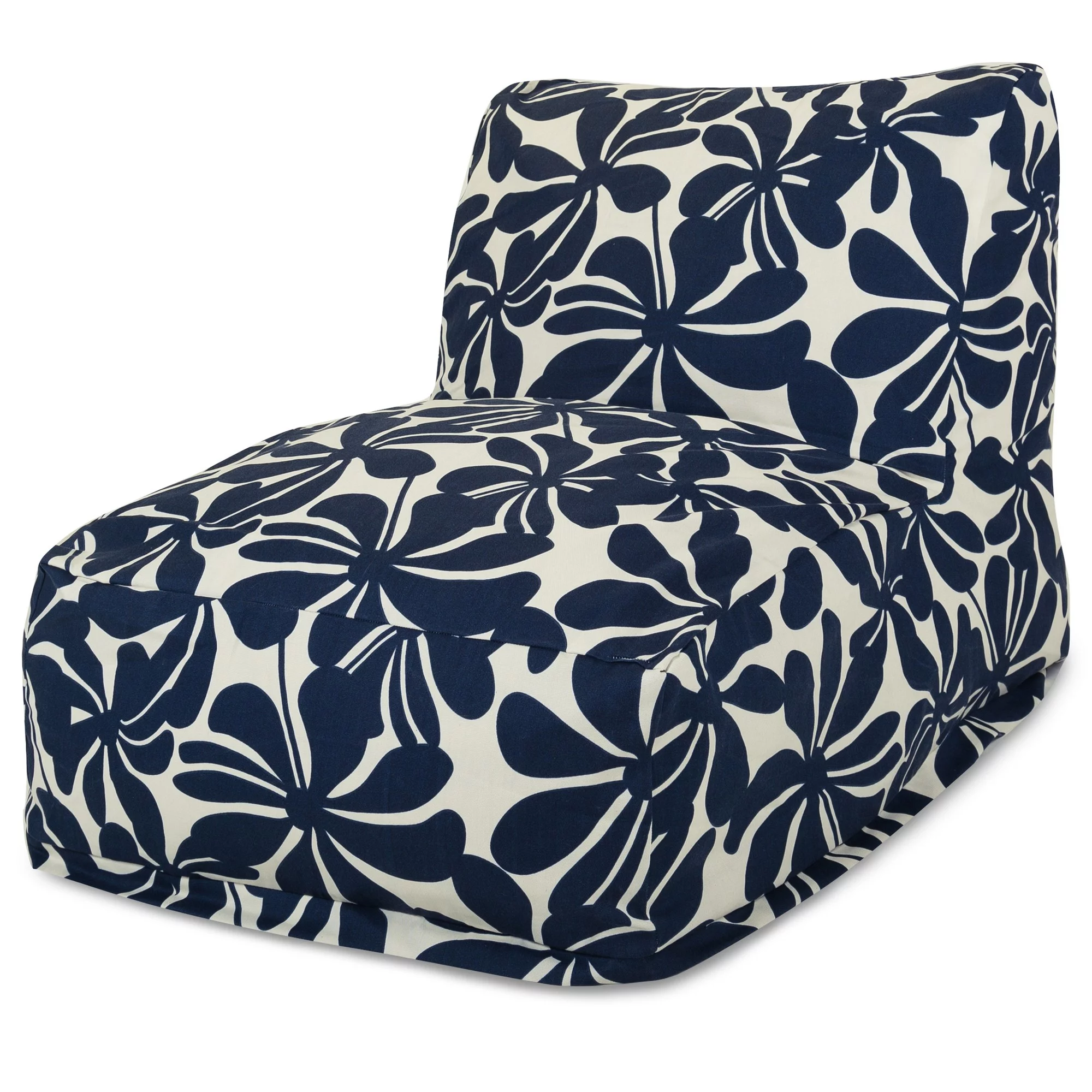 Majestic Home Goods Indoor Outdoor Navy Plantation Chair Lounger Bean Bag 36 in L x 27 in W x 24 in H