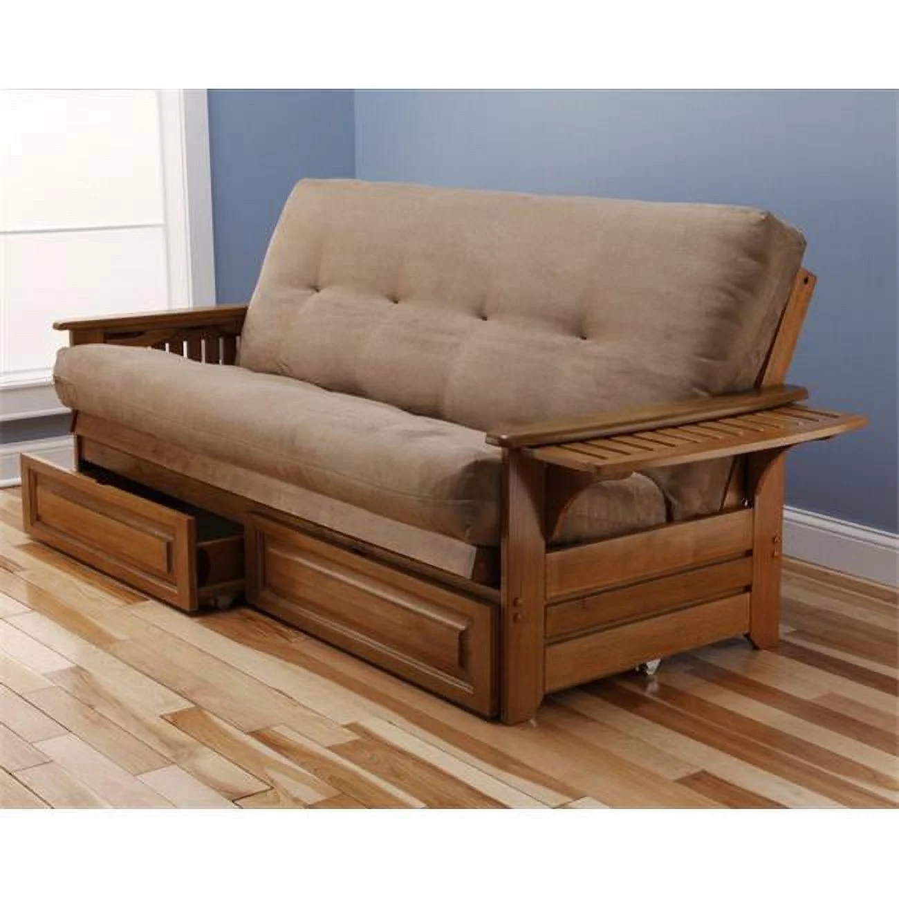 Phoenix Frame Suede Peat Mattress & Storage Drawers, Tan - Tan