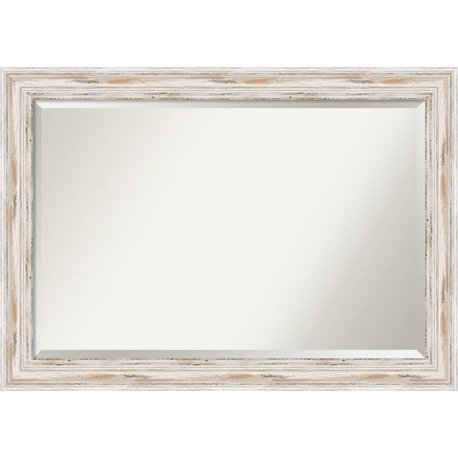 The Gray Barn Beveled Wood Wall Mirror - Alexandria White Wash Frame - Outer Size: 41 x 29 in