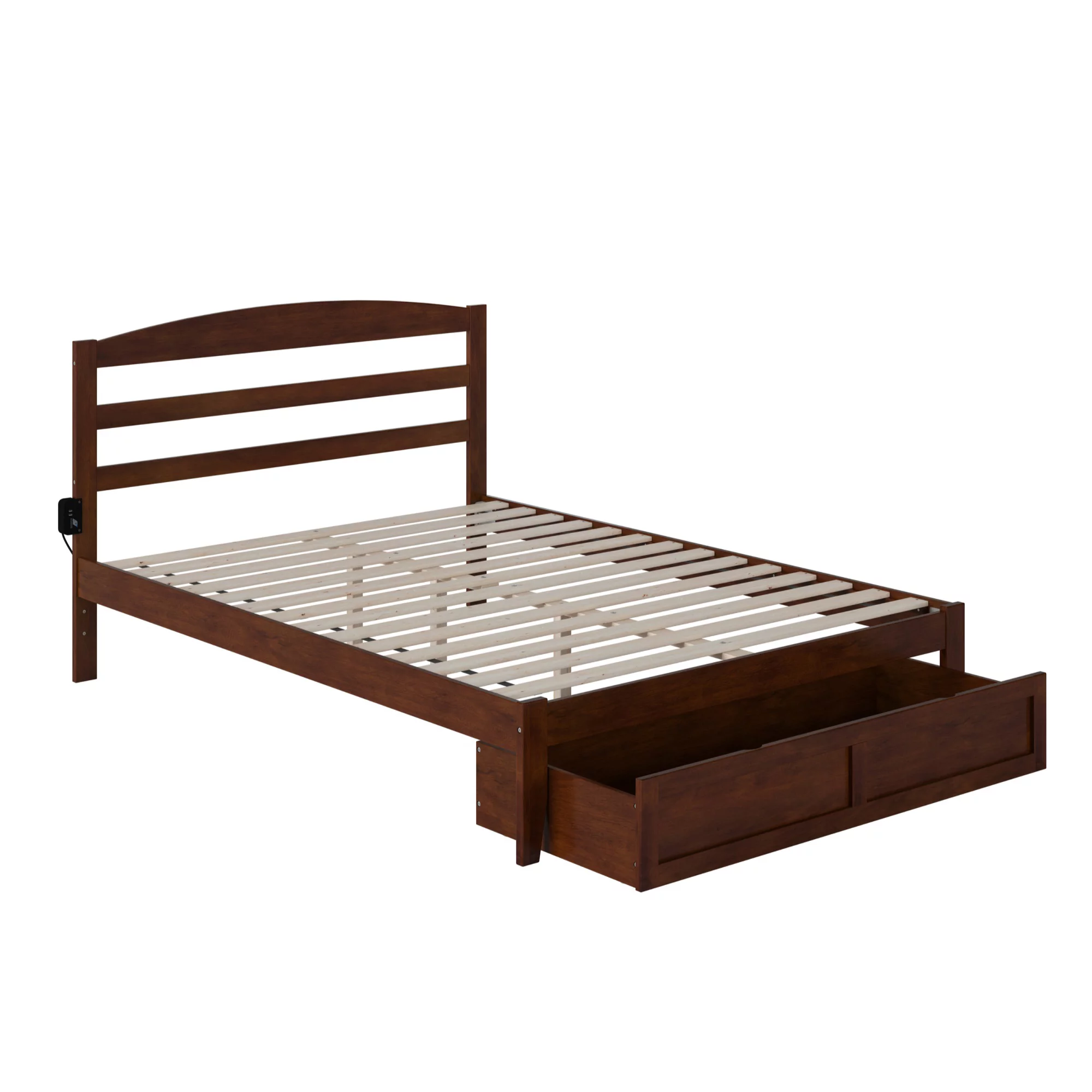 AFI Warren Solid Wood Traditional Queen Bed w/ Drawer in Walnut