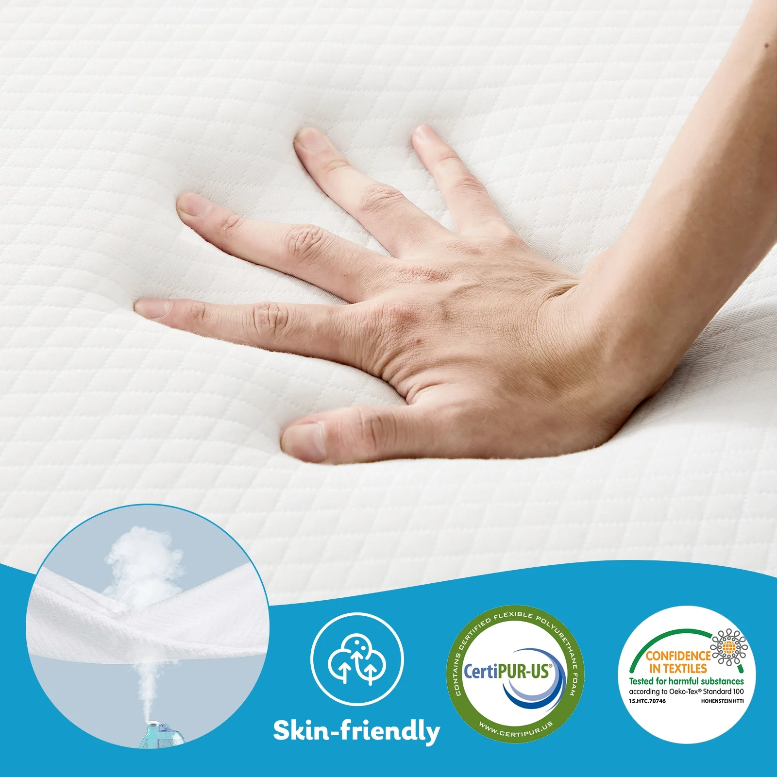 Smiaoer 4 inches Folding Queen Size Memory Foam Mattress with Cover,Tri-fold Portable Mattress Topper for Guest Bed,Camping