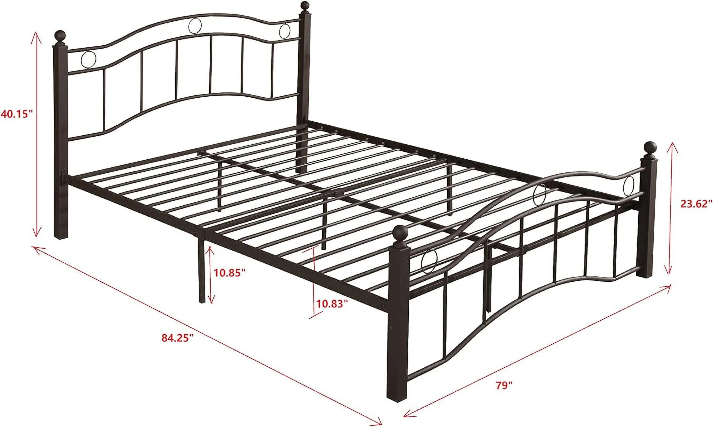Kig Size Metal Platform Bed With Special Headboard Ad Footboard, Platform Beds Kig With Support Slats For Bedroom Oe Year Warraty (Broze)