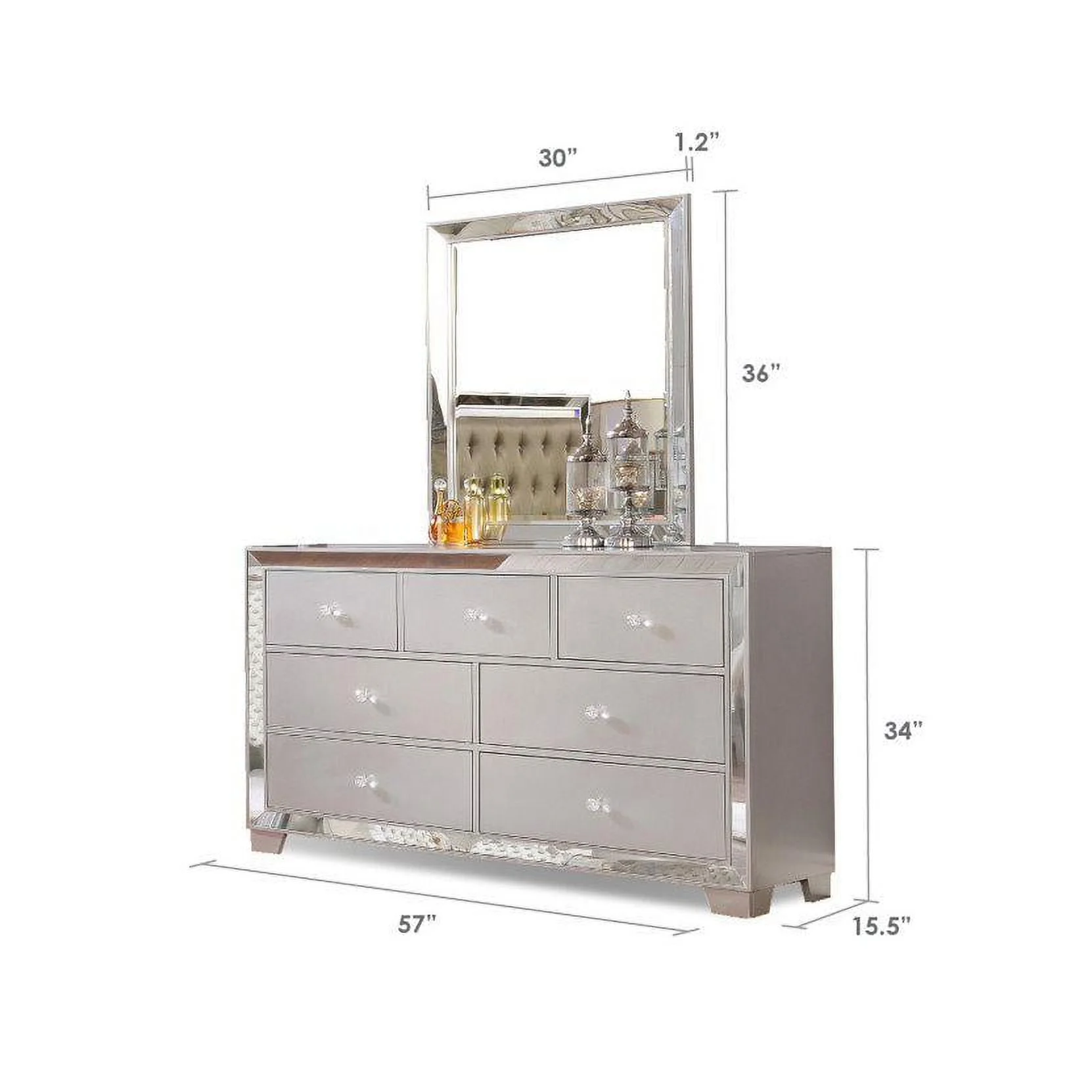 Reve & Belle Dresser, Metallic Silver