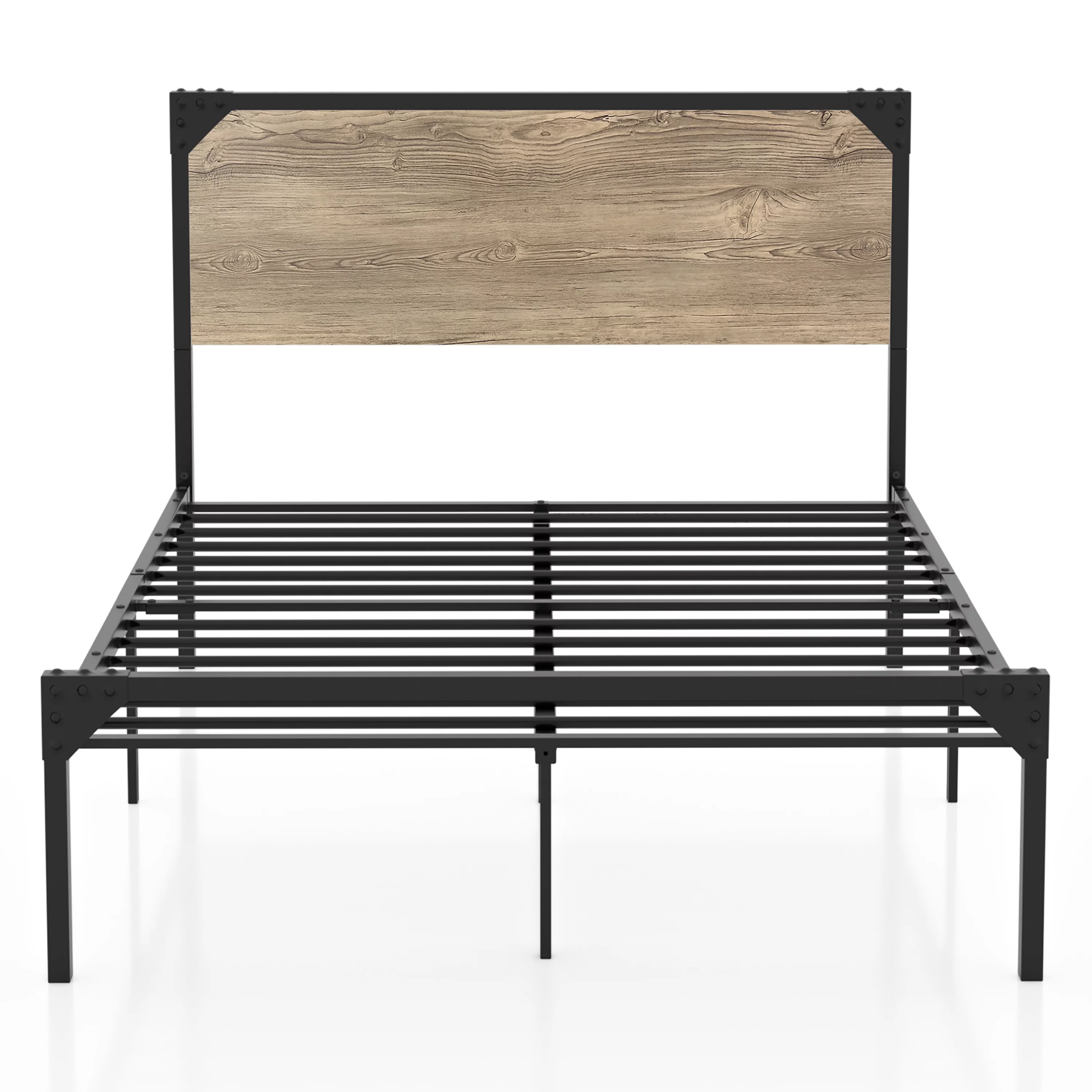 Drvo Industrial Style Metal Platform Bed, Gray, Full