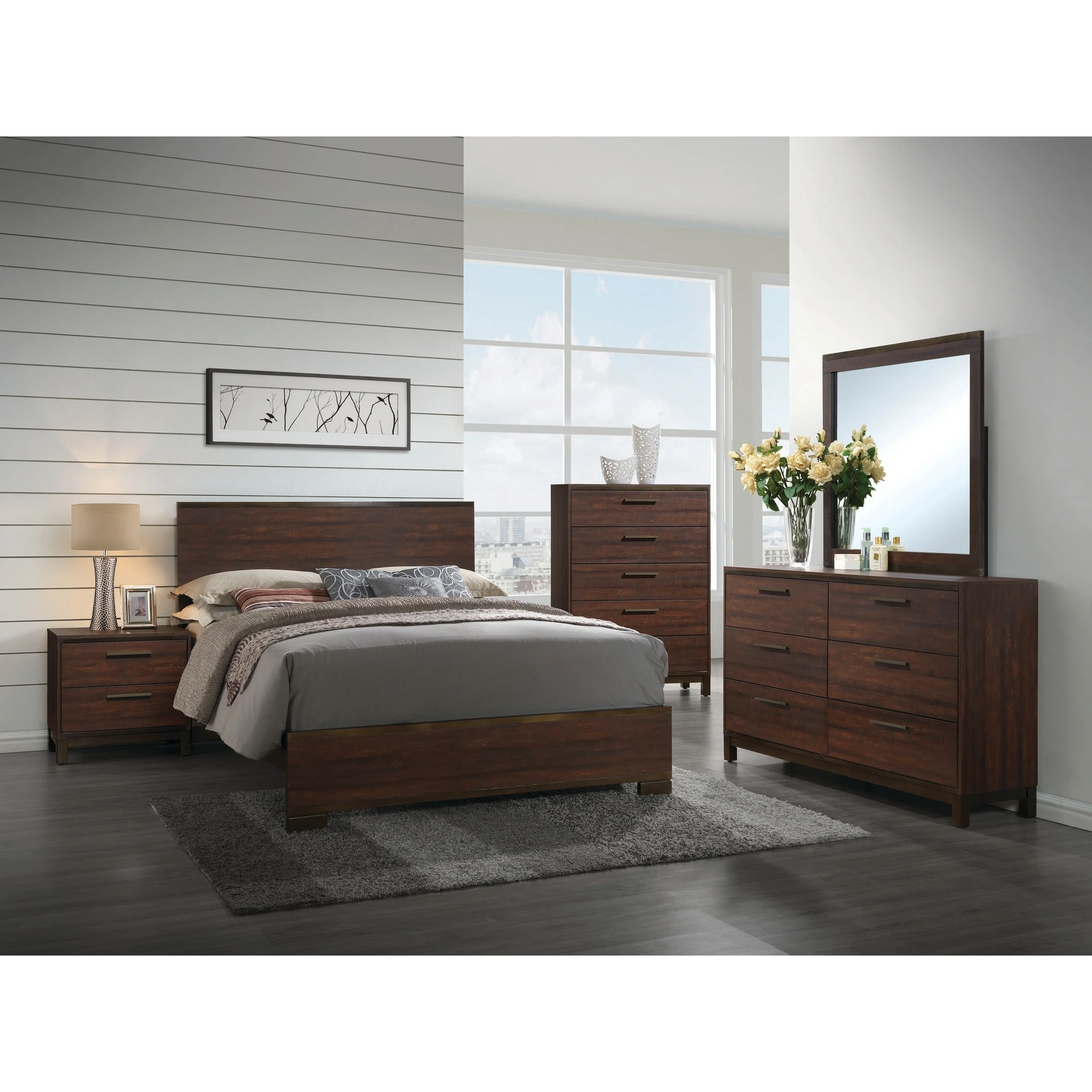Coaster Furniture Edmonton Rustic Tobacco Panel Bed King Transitional, Modern & Contemporary