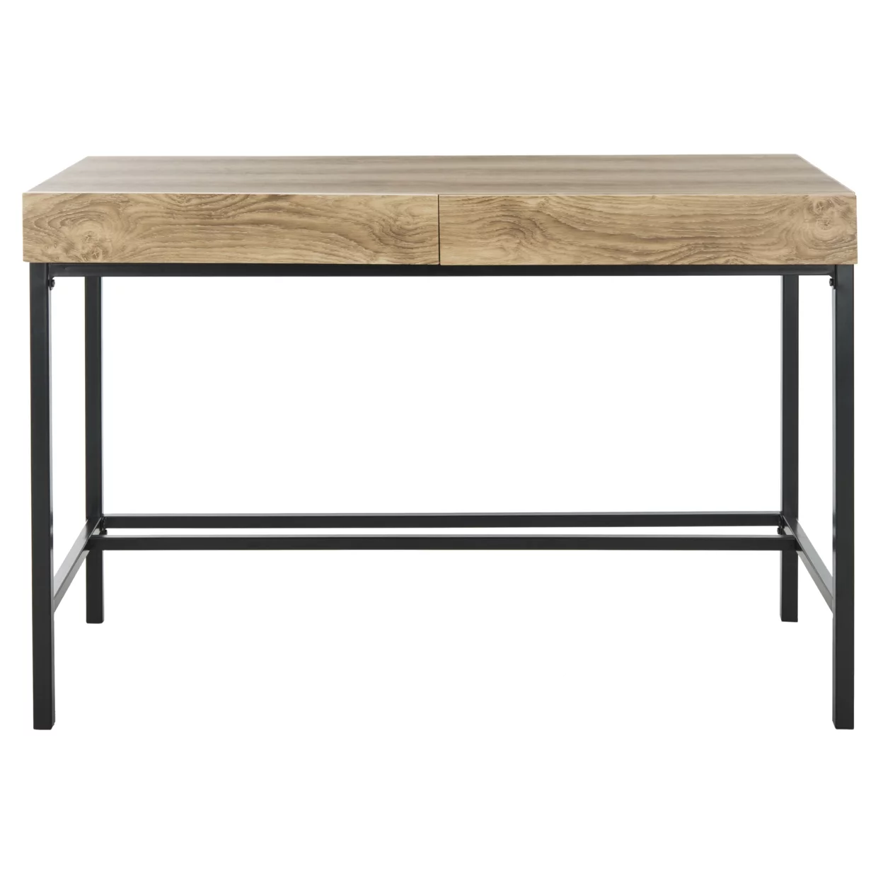 SAFAVIEH Patrick Mid-Century 2 Drawer Desk, Oak/Black