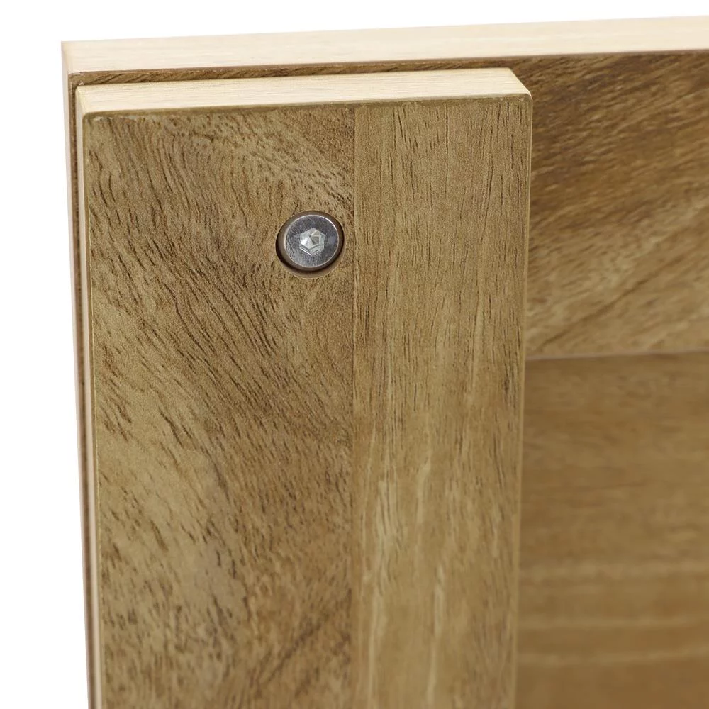 LuxenHome Oak Finish Manufactured Wood with Rattan Top Headboard (Queen)