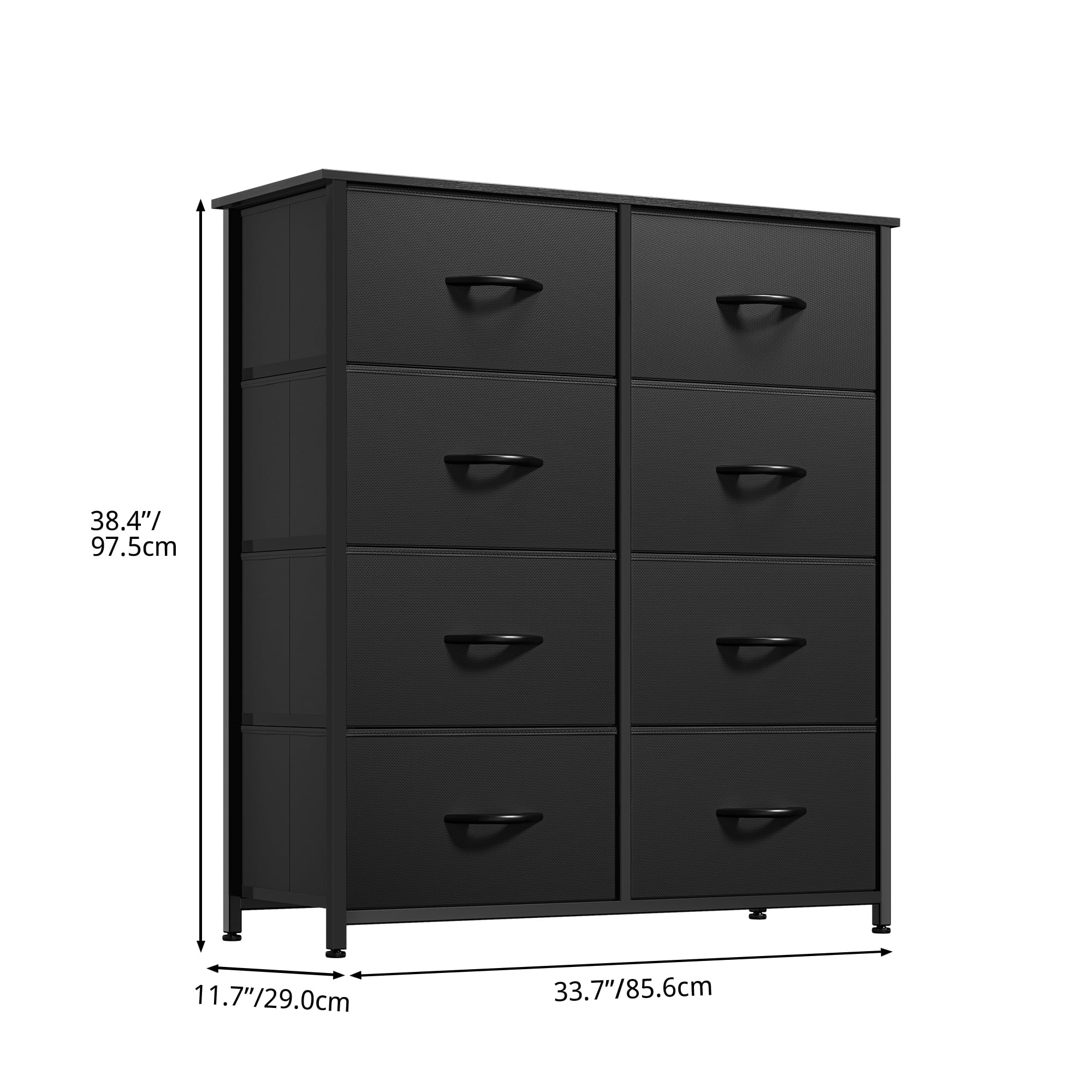 Dextrus 8 Drawer Dresser for Bedroom, Tall Dresser with Fabric Bins, Storage Tower Unit, Chest of Drawers