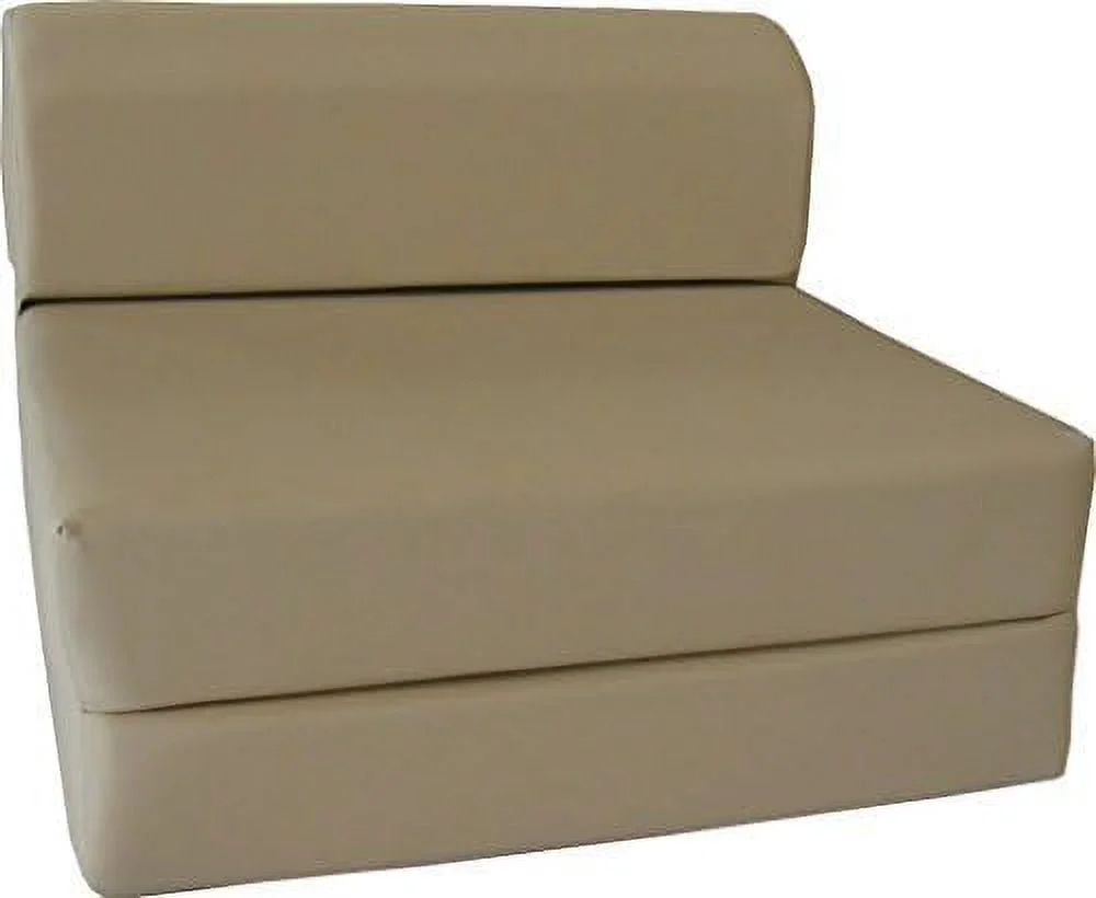 RUNFAYBIU D&D Futon Twin Size Tan Sleeper Chair Folding Foam Bed 6 x 36 x 70 Studio Guest Beds Foam Density 1.8 lb