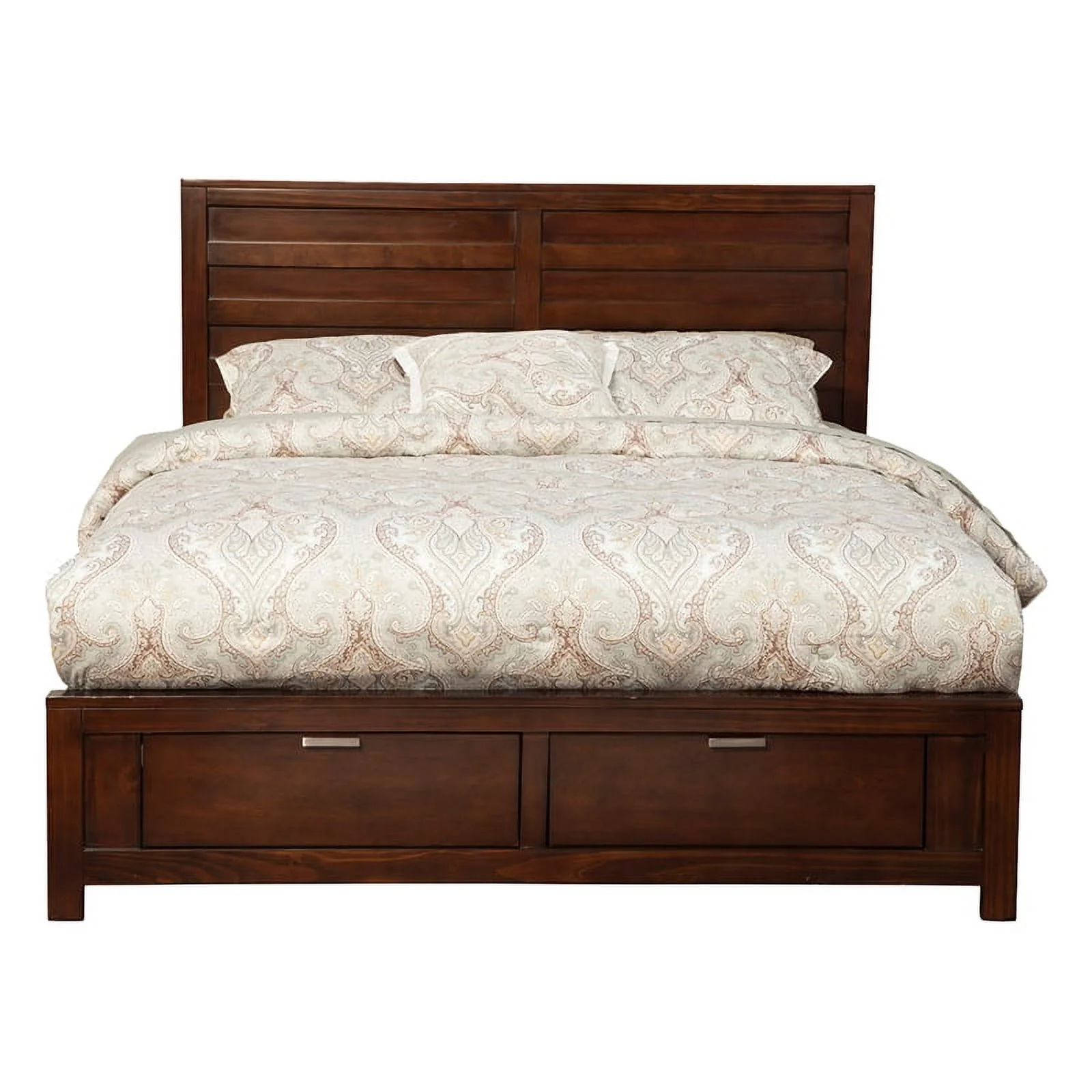 Home Square 4 Piece Set with 2-Drawer Nightstand Queen Storage Bed and Dresser