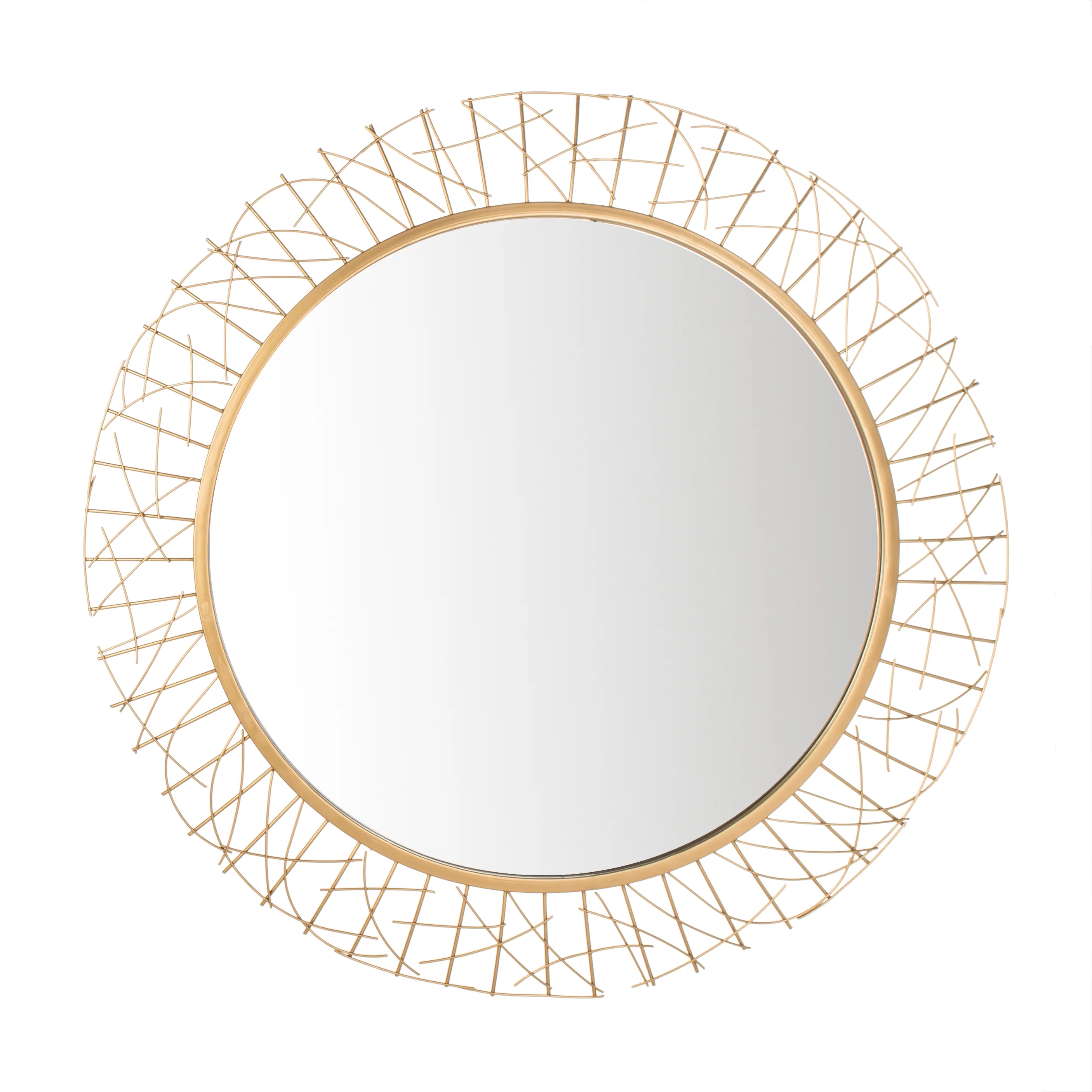 Safavieh Elsie 28 in. Abstract Wired Round Mirror, Gold