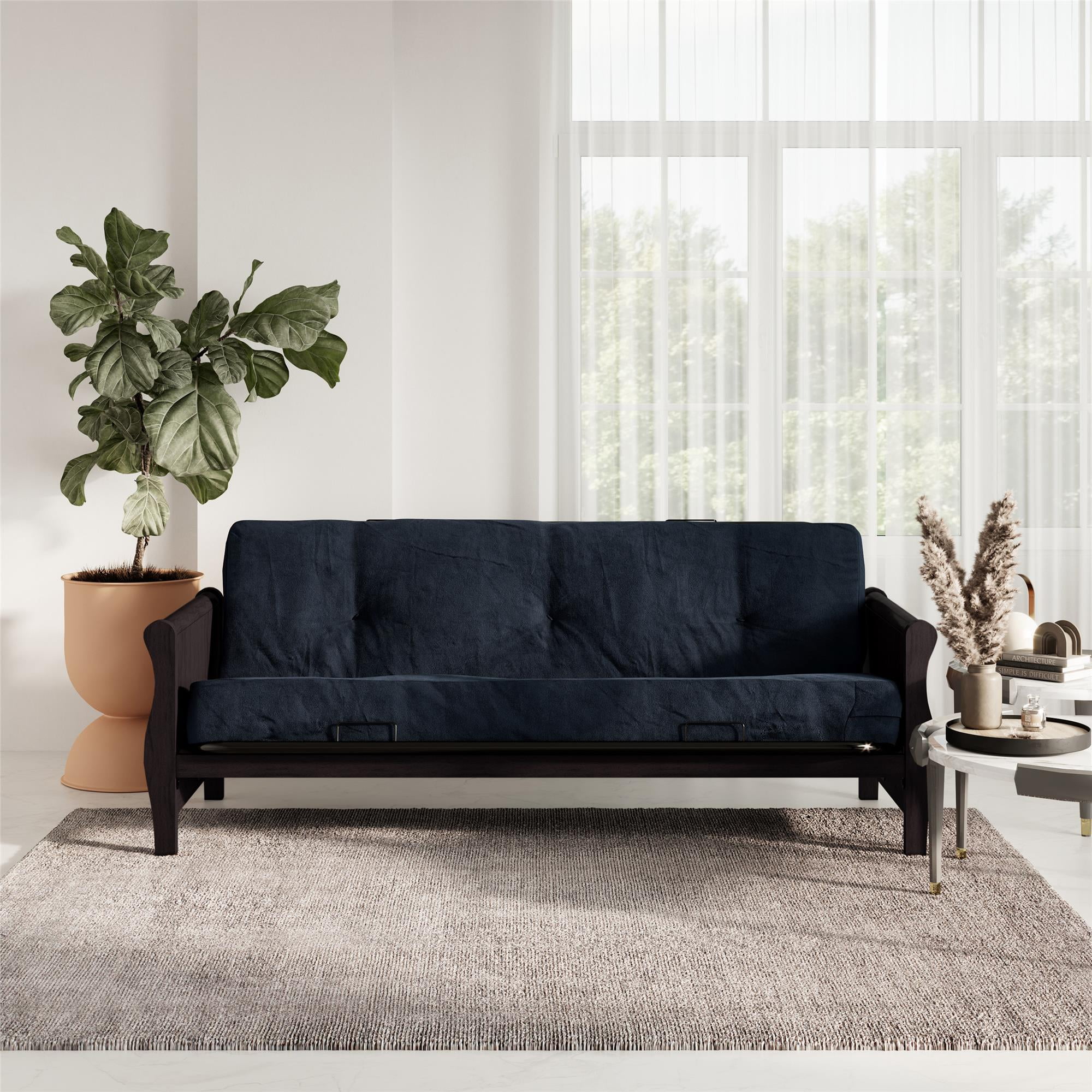 DHP Full Size Espresso Wood Arm Futon Frame with 8