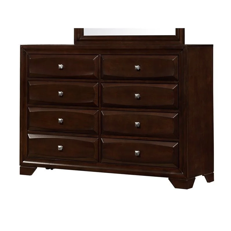 Simple Relax 8-Drawer Wood Dresser in Cappuccino Finish