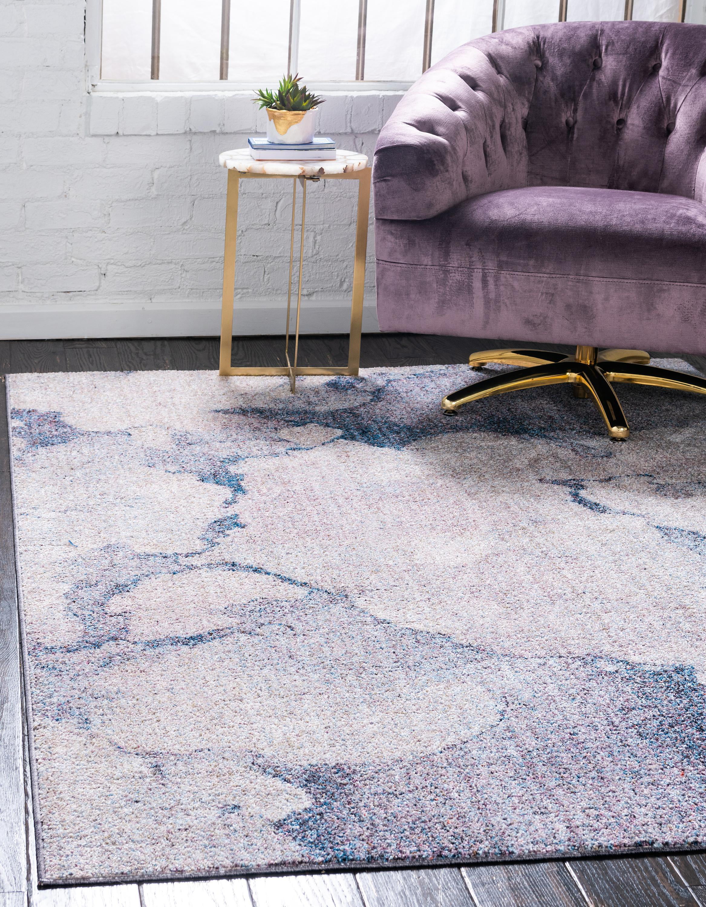 Unique Loom Reflective Rainbow Rug Blue Gray/Beige 7' x 10' Rectangle Abstract Bohemian Perfect For Living Room Bed Room Dining Room Office
