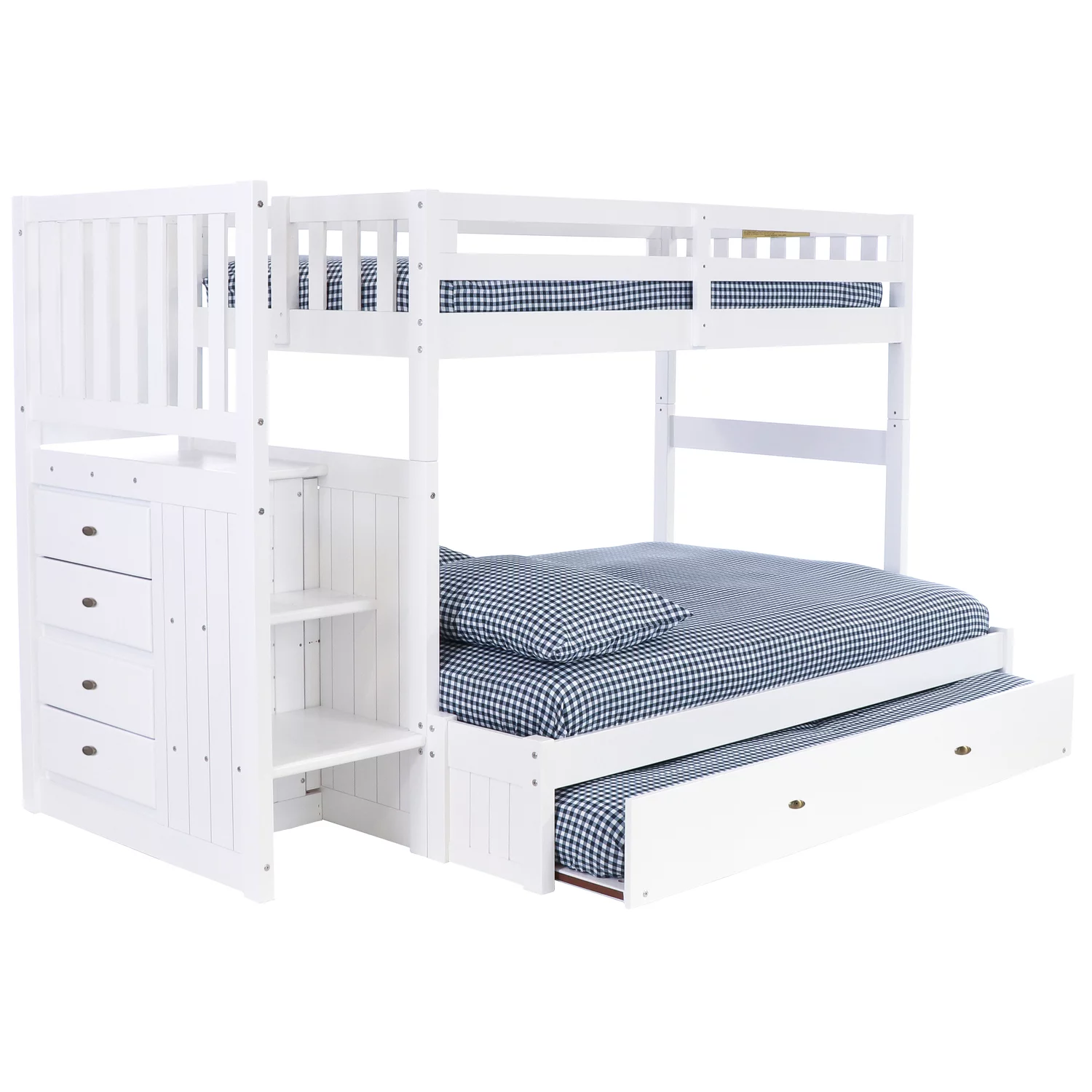 OS Home and Office Furniture 0217TTTRU-22 Solid Pine Bunk Bed in Casual White.