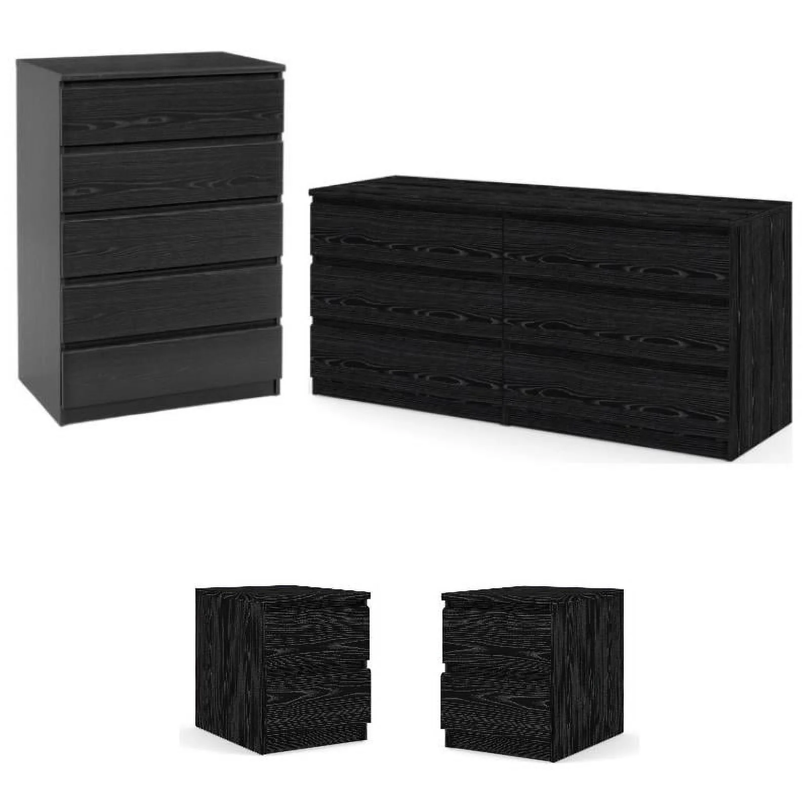 Pemberly Row 4-Piece Set with 6 Drawer Dresser & 5 Drawer Chest & 2 Nightstands