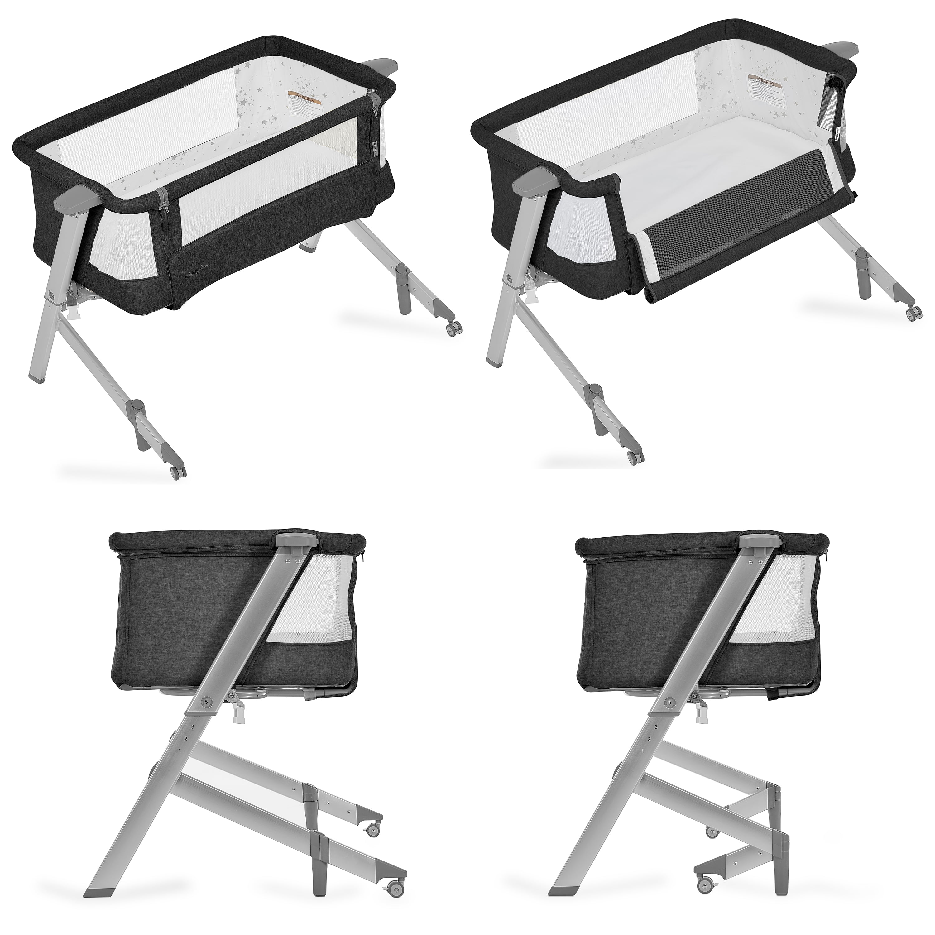 Dream On Me Skylar Bassinet and Bedside Sleeper, JPMA Certified, Easy to Fold & Carry, Black