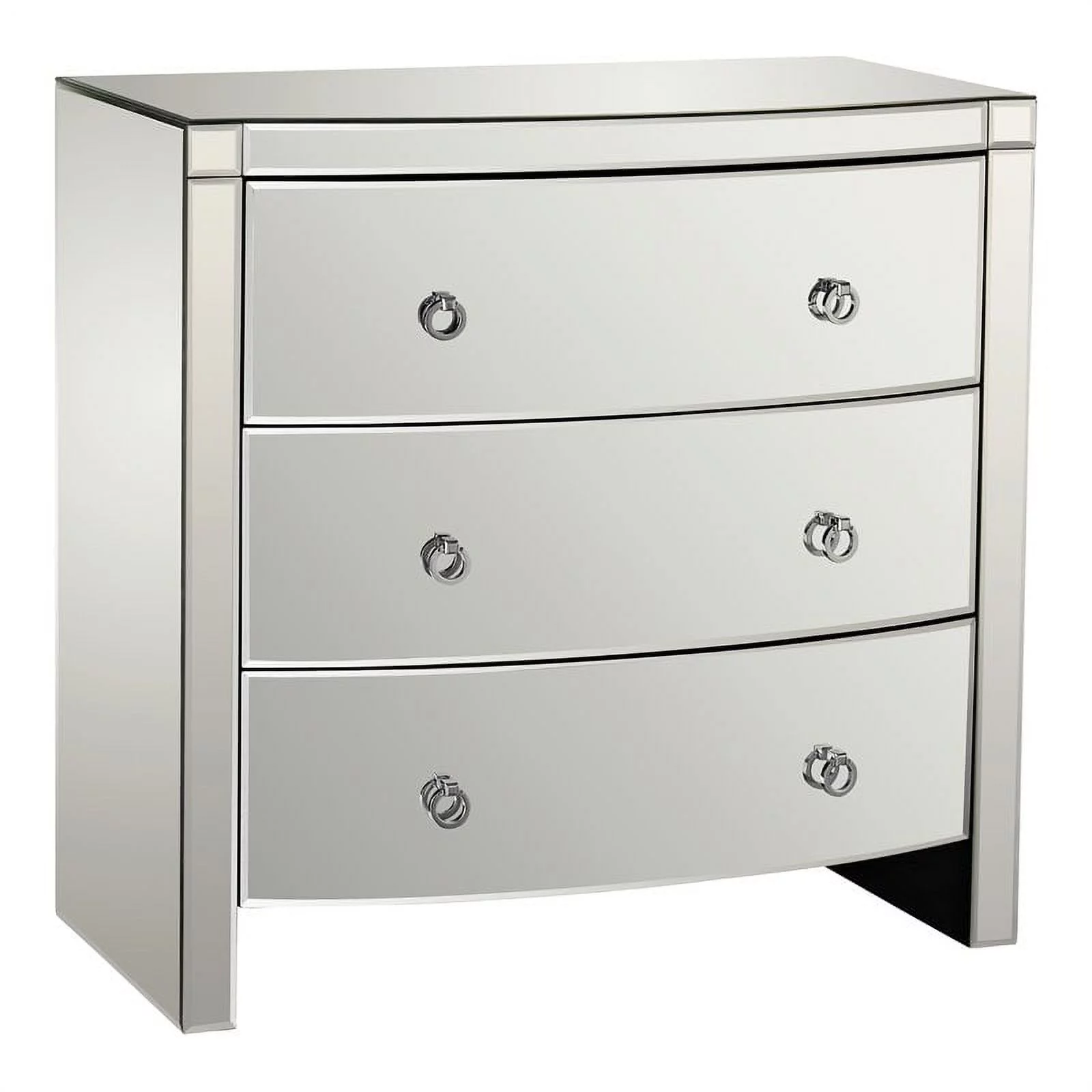 Claire 3-Drawer Bow-Front Mirrored Chest